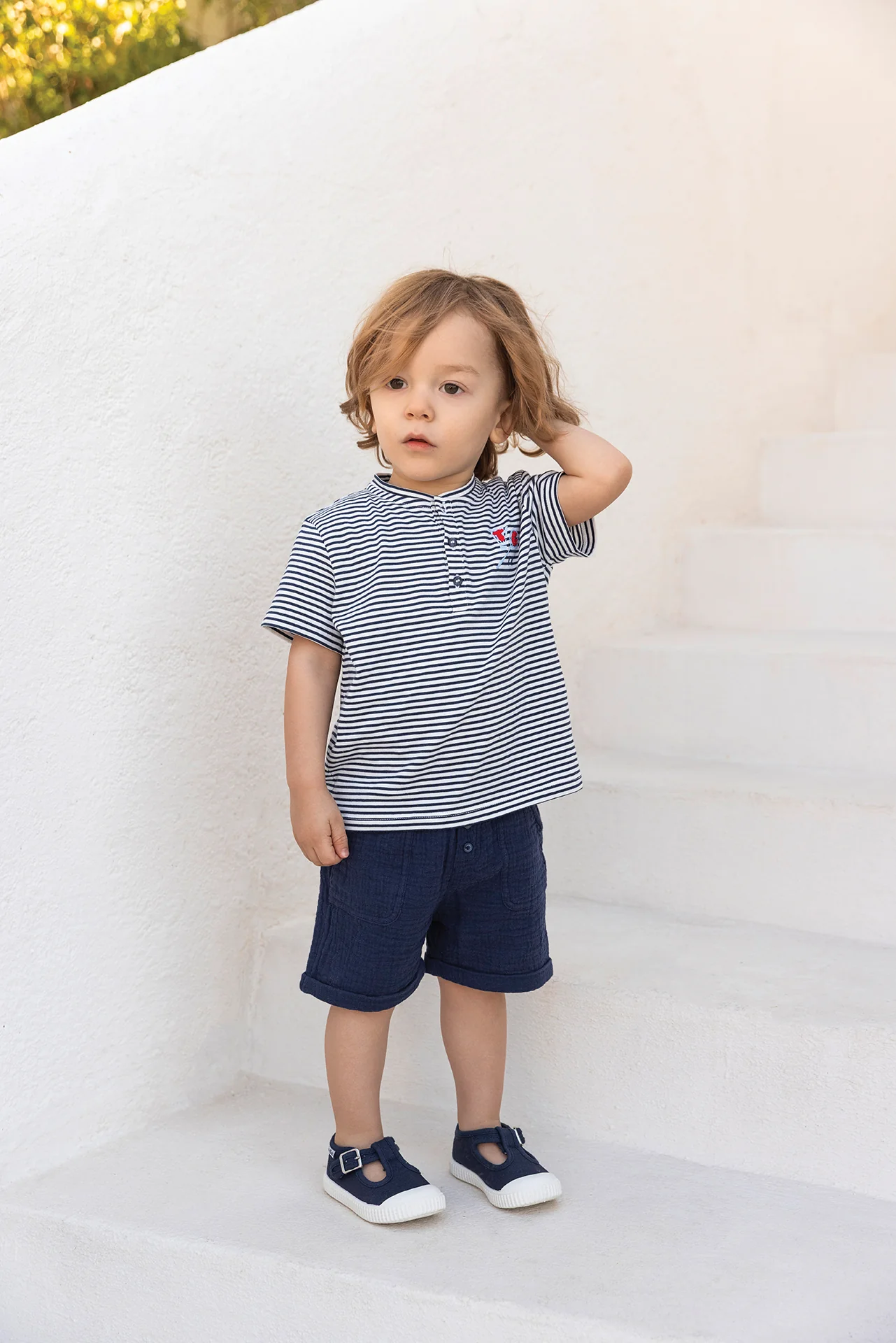 Short - Marine ourlet coton - Image 2