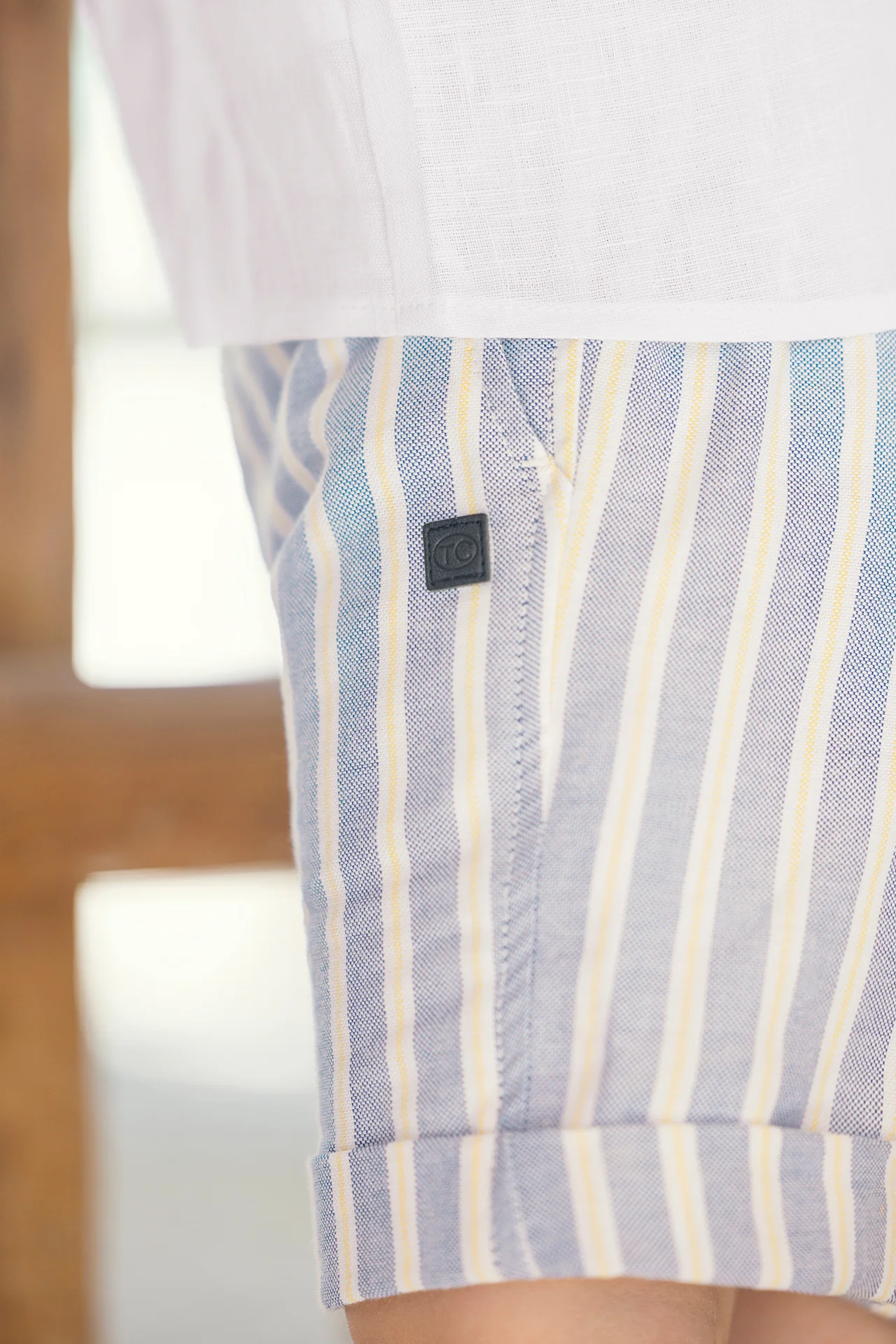 Short - Bleu coton rayures - Image 5