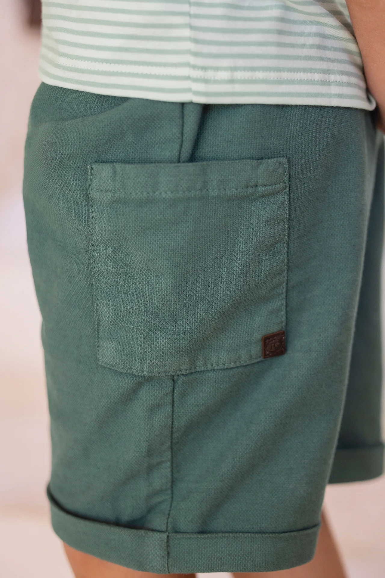 Short - Kaki ourlet coton - Image 3