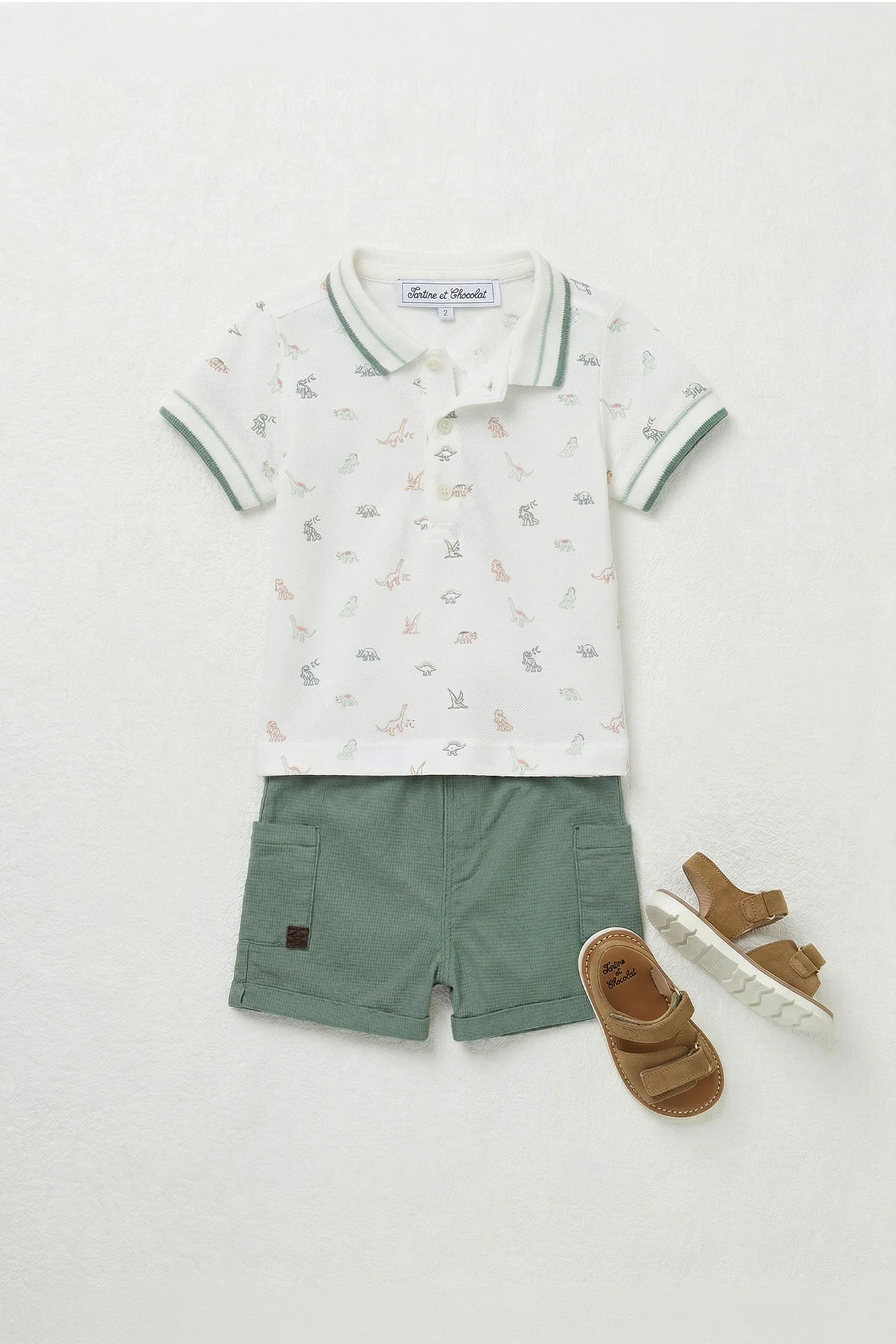Short - Kaki ourlet coton - Image 4