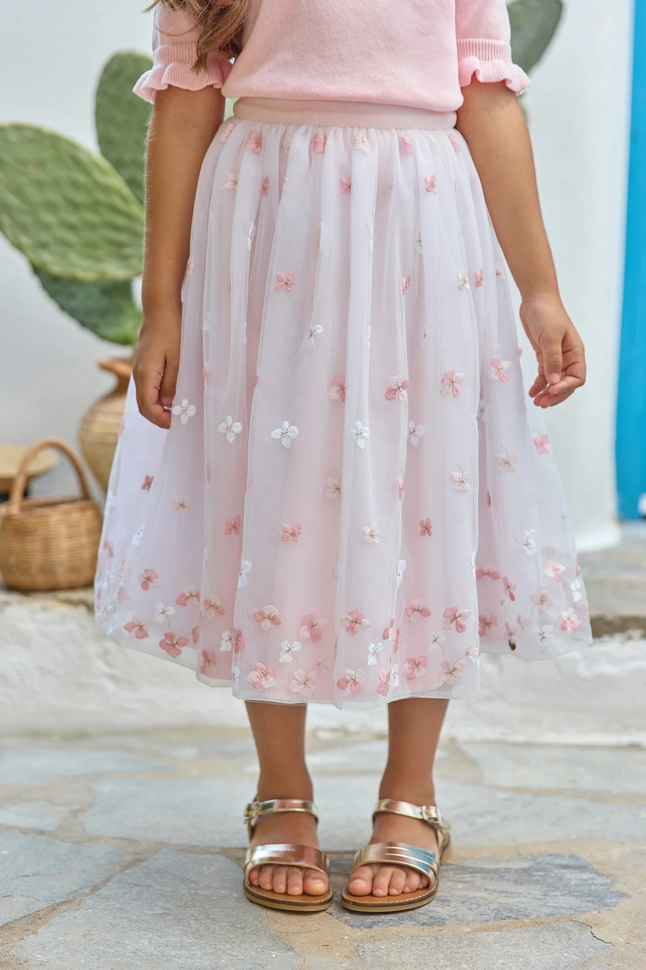 Jupe - Rose tulle fleuri