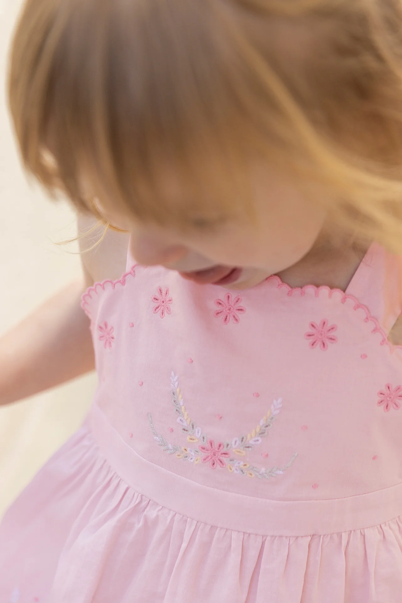 Robe - Rose pâle coton broderie - Image 3