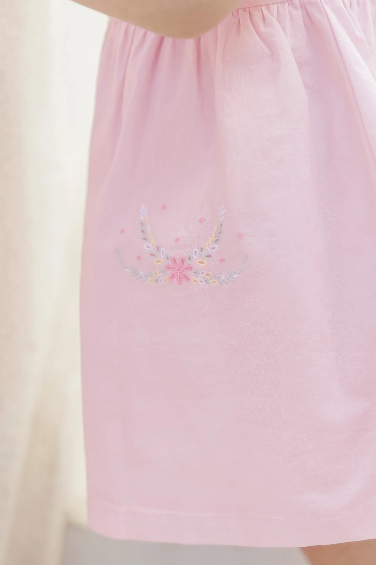 Robe - Rose pâle coton broderie - Image 5