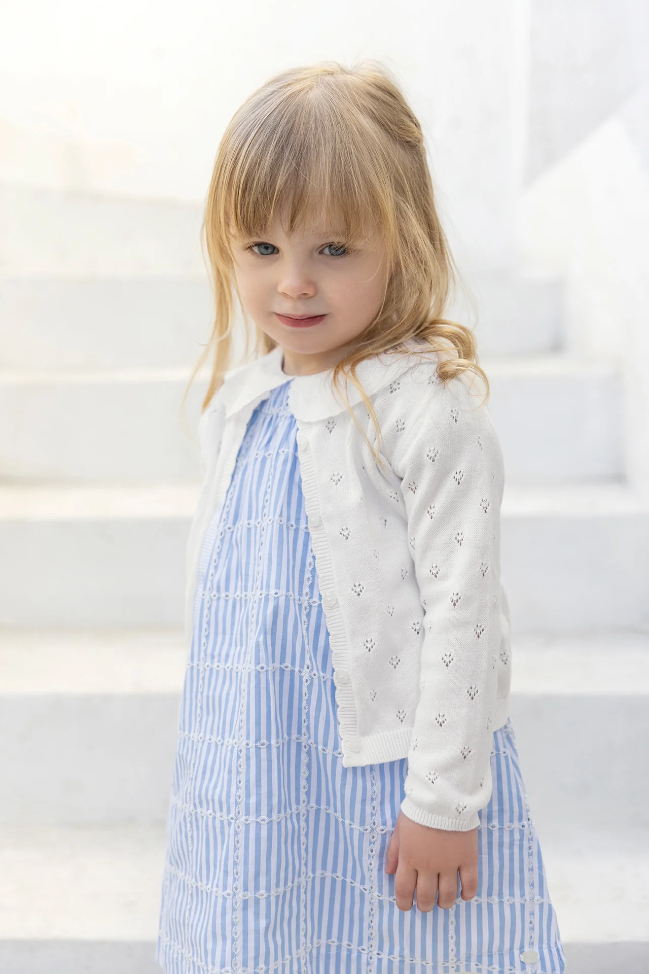 Robe - Azur coton col claudine - Image 4
