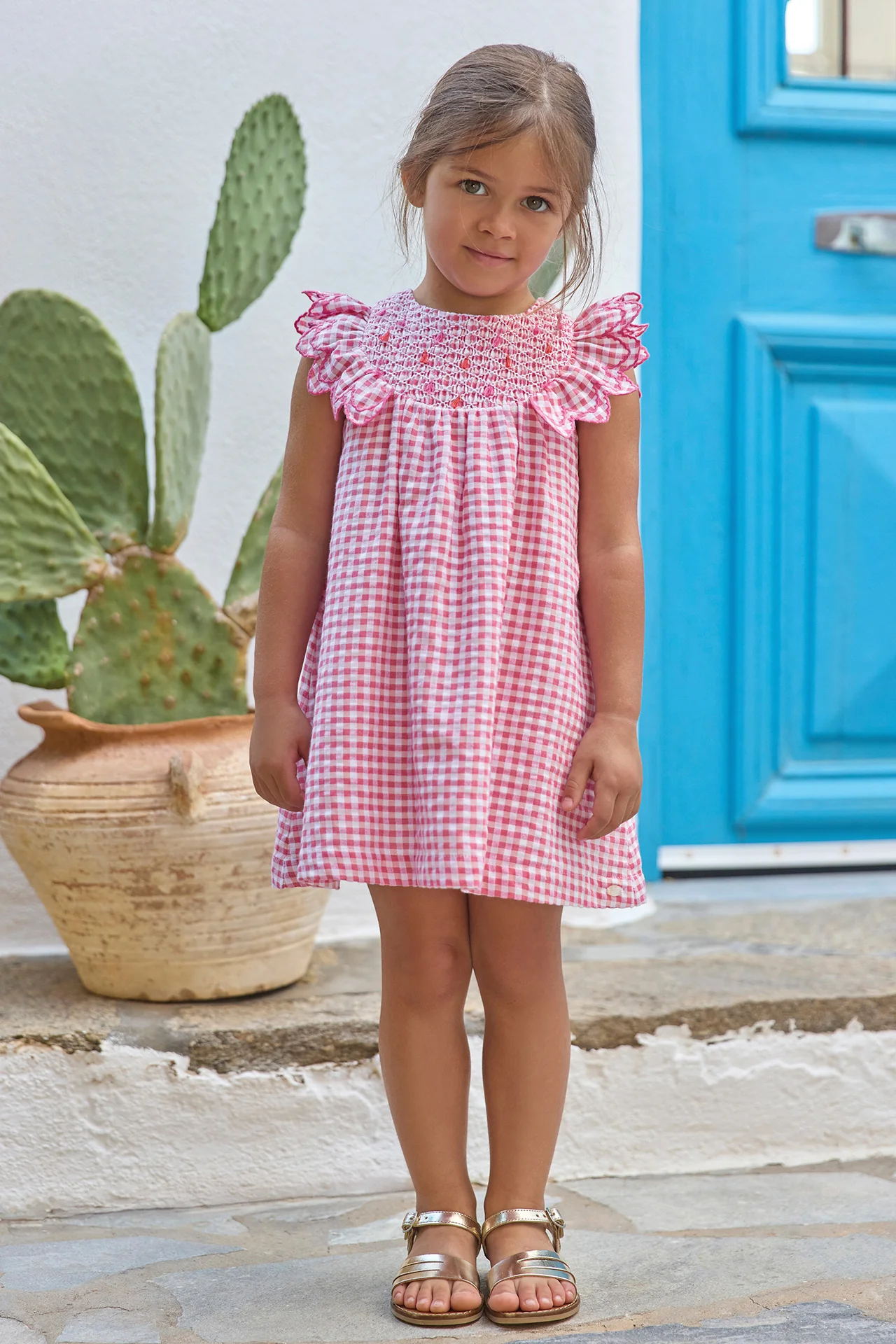 Robe - Rose coton motif vichy