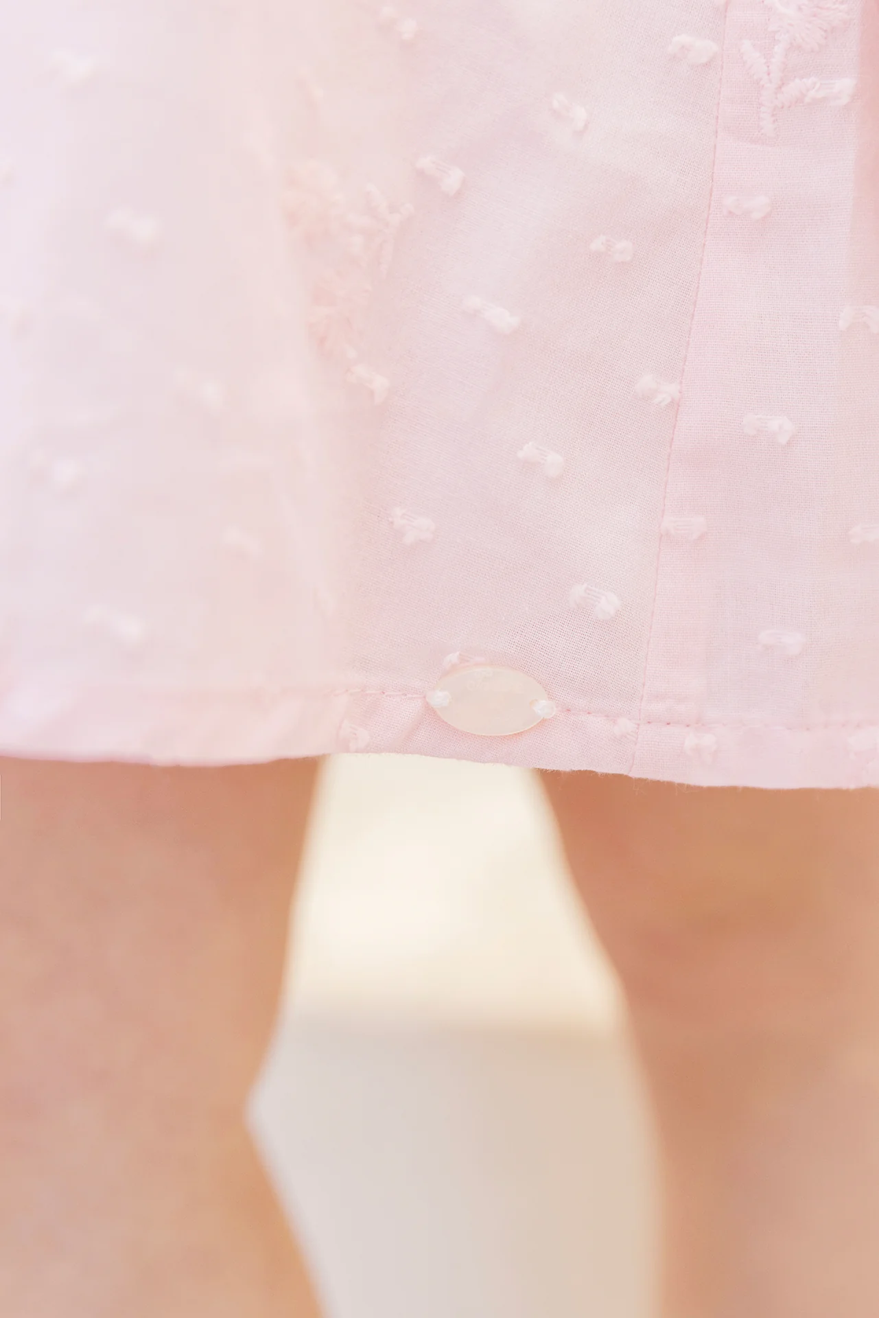 Robe - Rose poudré coton col claudine - Image 3