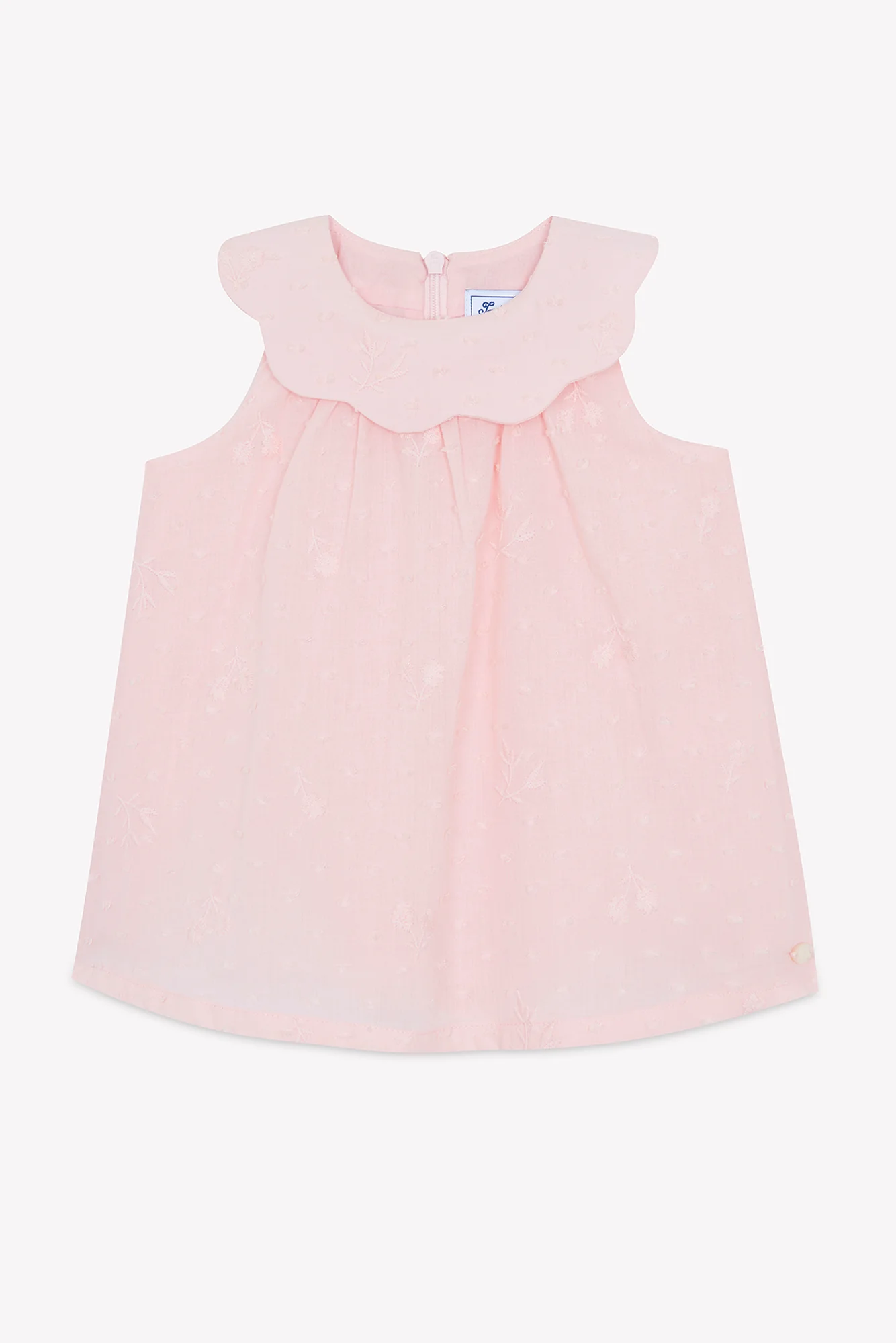 Robe - Rose poudré coton col claudine - Image 4