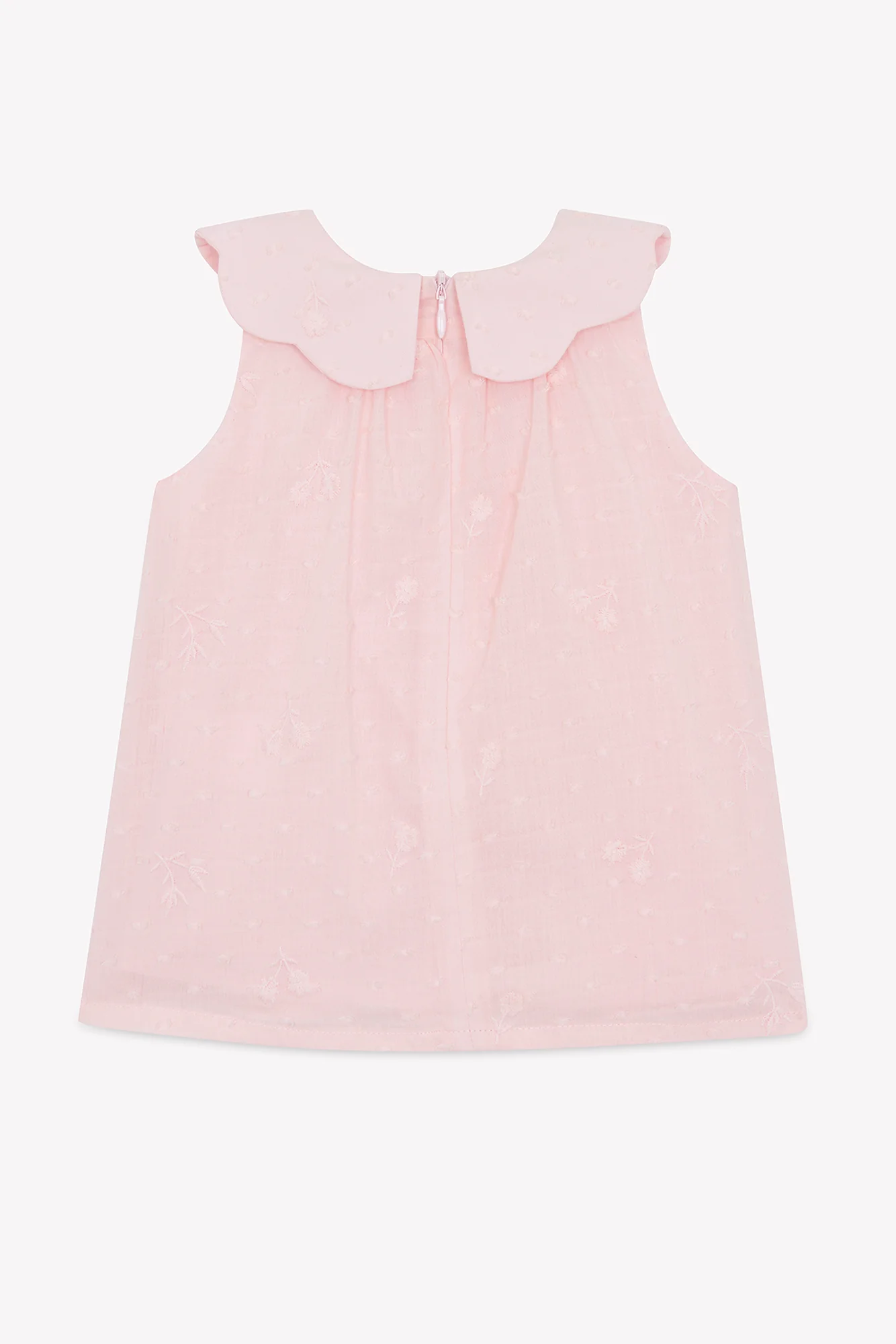 Robe - Rose poudré coton col claudine - Image 5