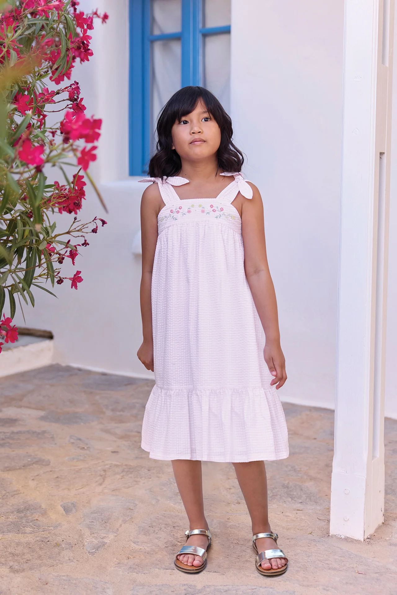Robe - Rose pâle coton motif vichy