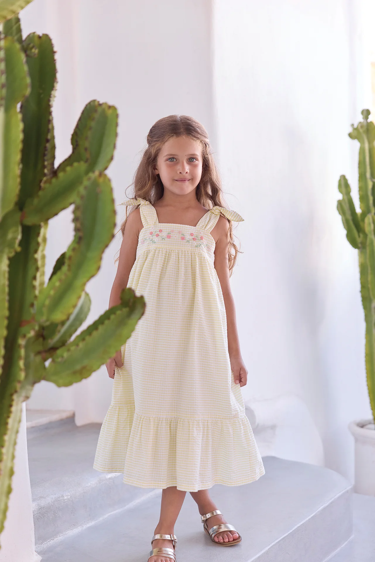 Robe - Jaune coton motif vichy