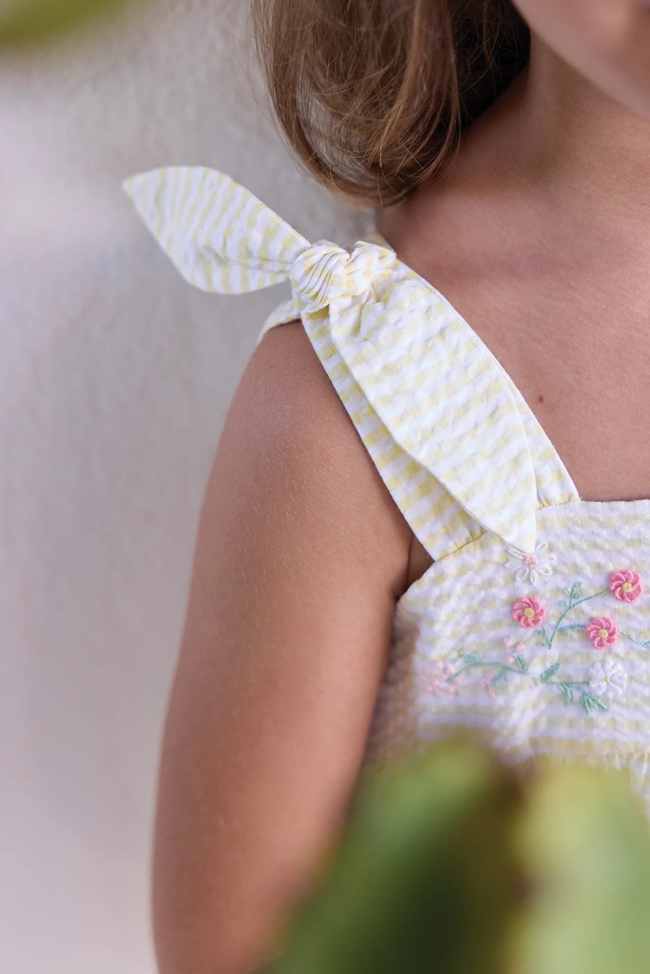 Robe - Jaune coton motif vichy - Image 3