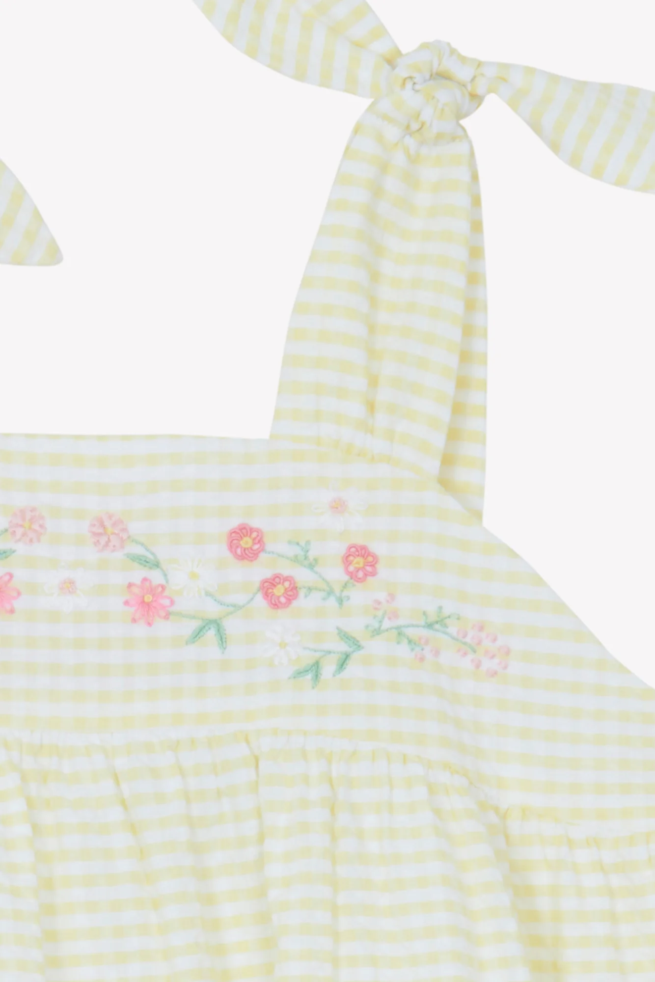 Robe - Jaune coton motif vichy - Image 8