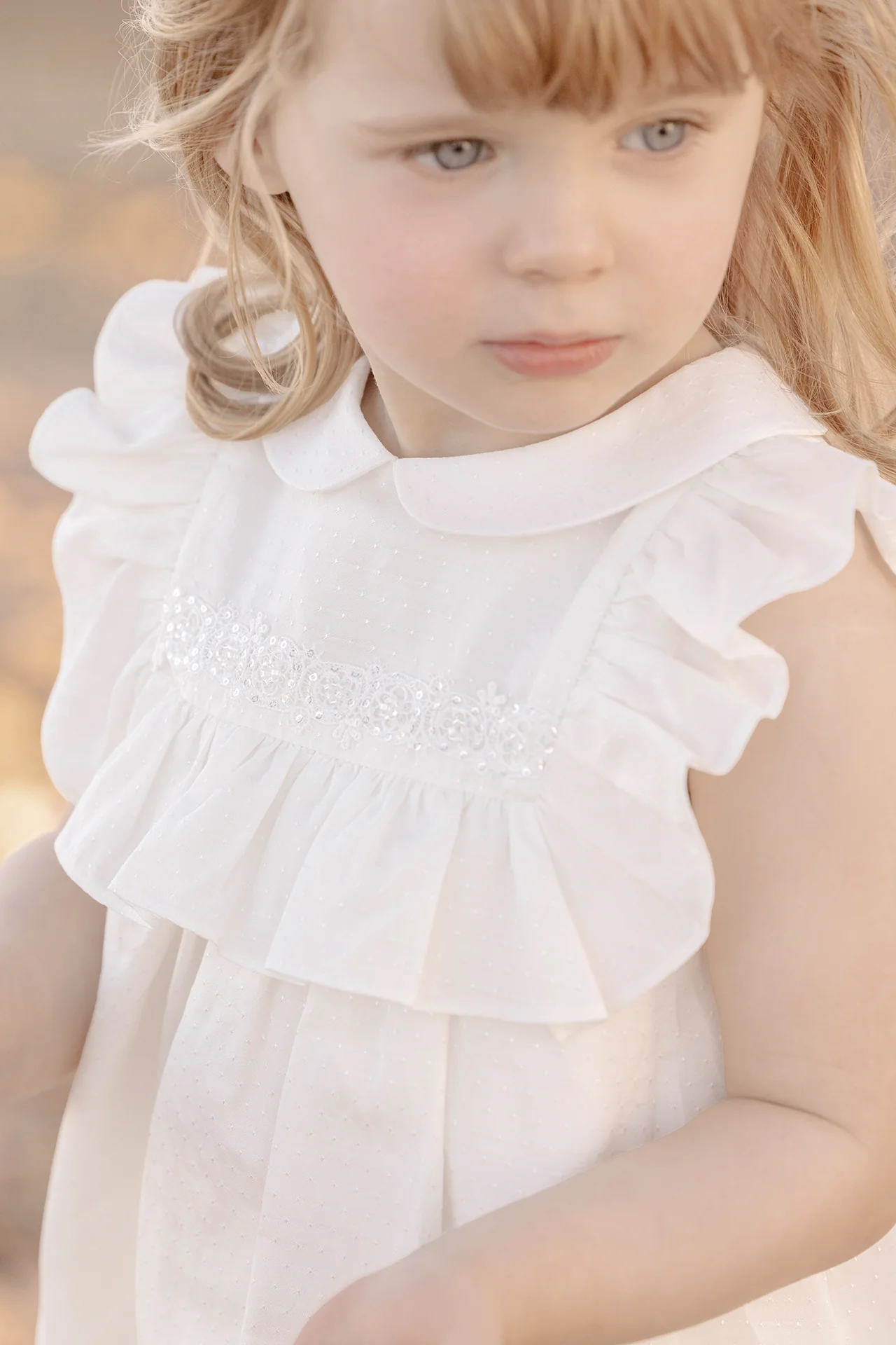 Robe - Ecru col claudine - Image 2