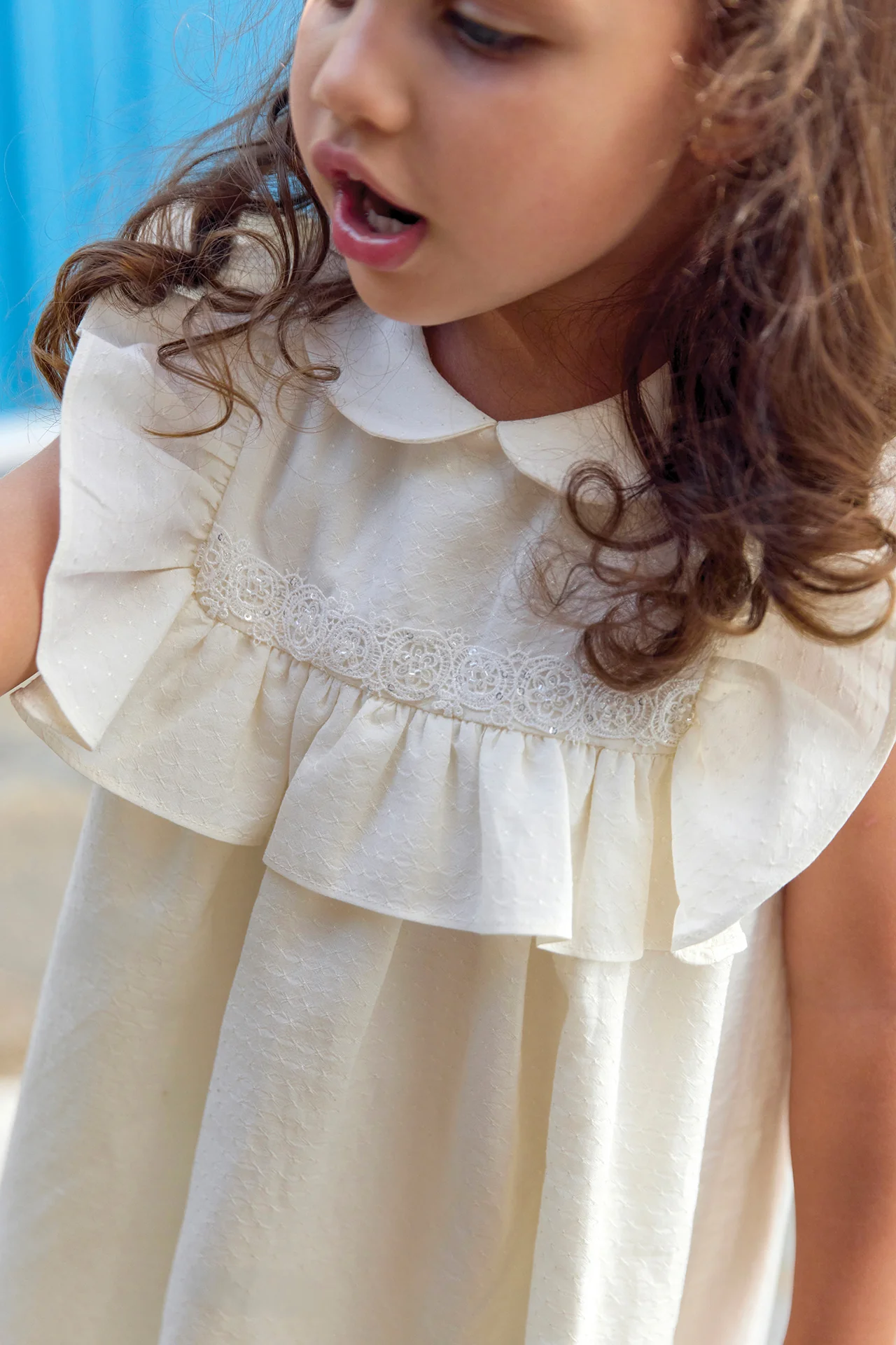 Robe - Ecru col claudine - Image 5