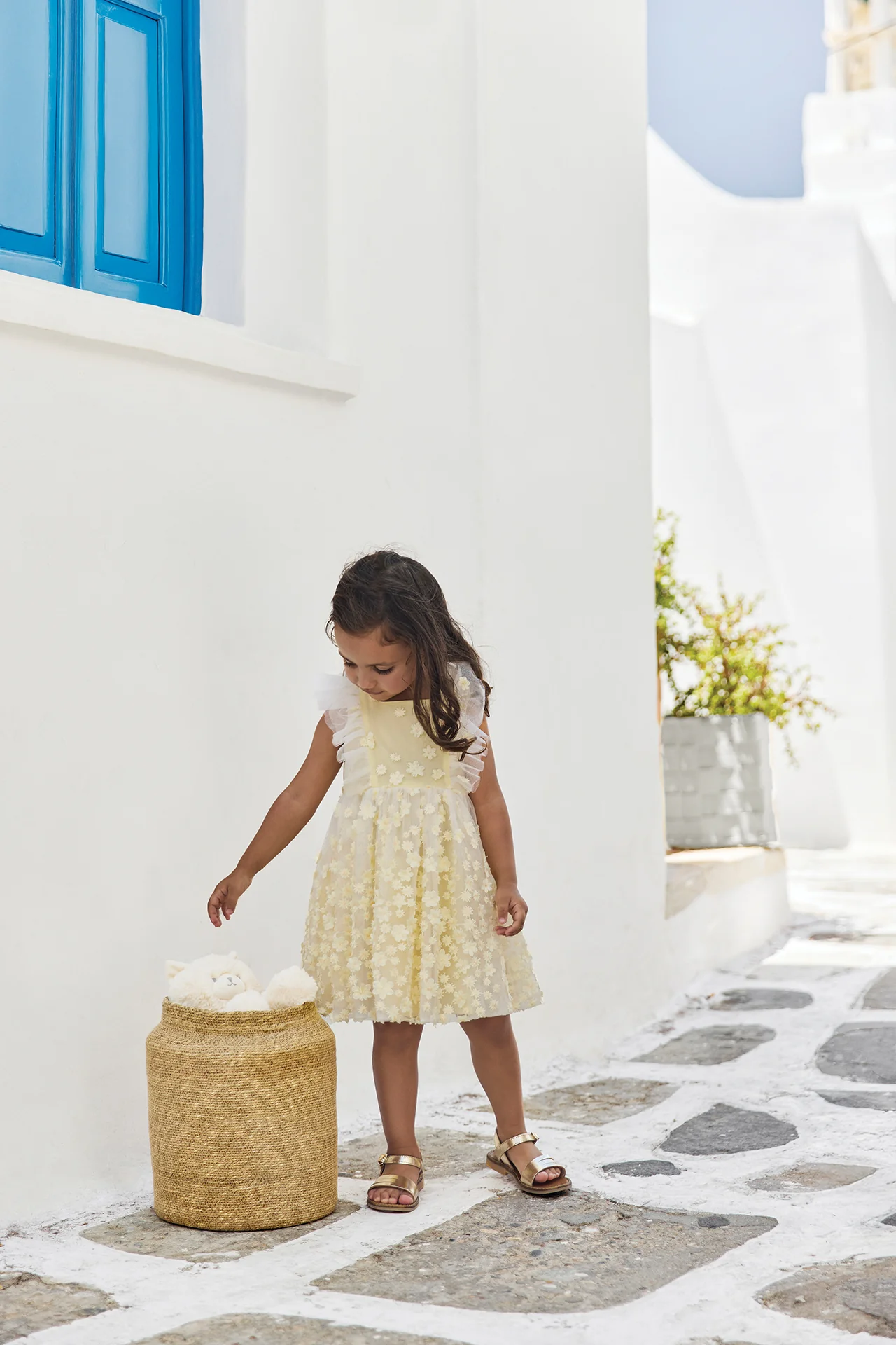 Robe - Jaune tulle fleurs