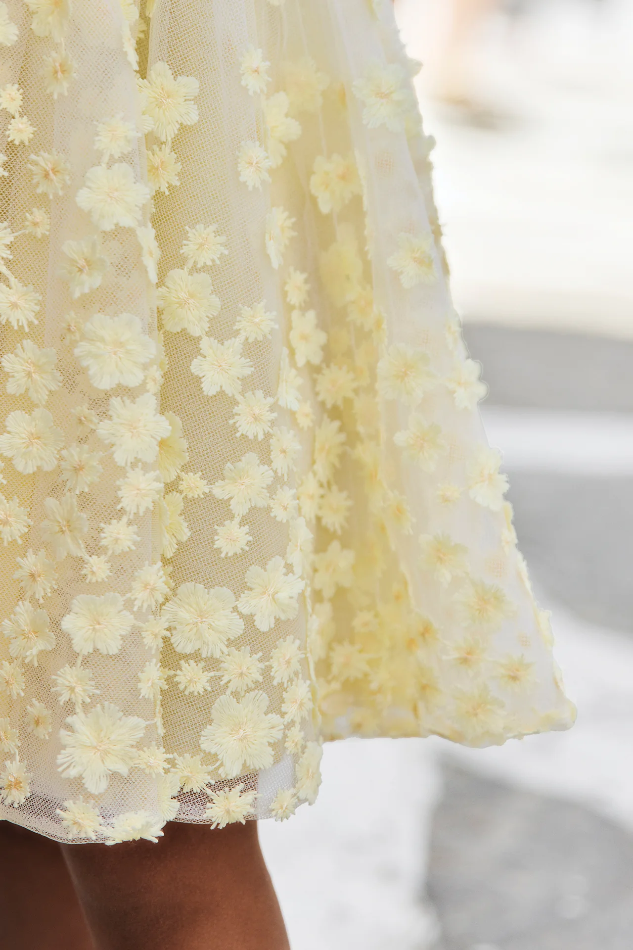 Robe - Jaune tulle fleurs - Image 3
