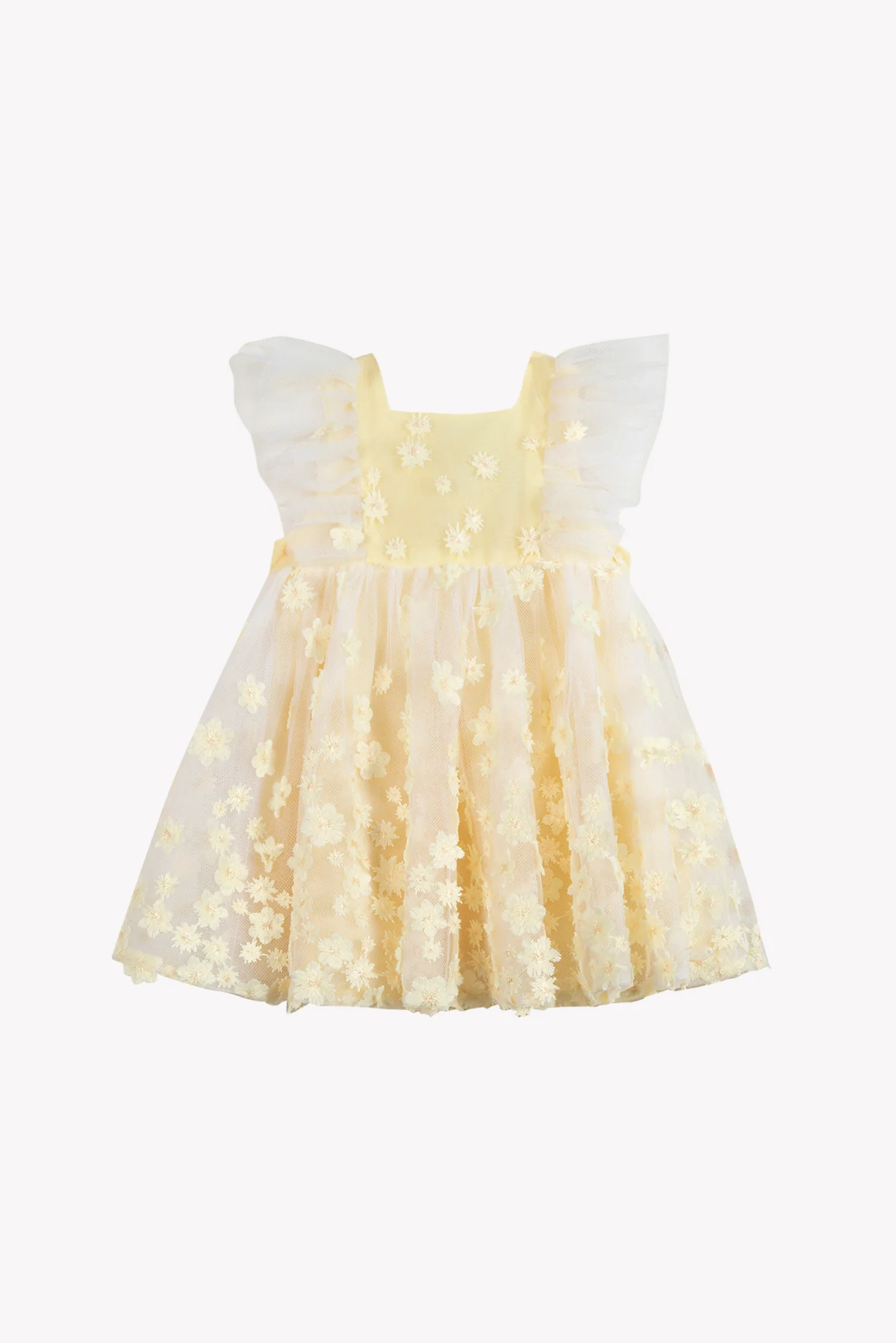 Robe - Jaune tulle fleurs - Image 4
