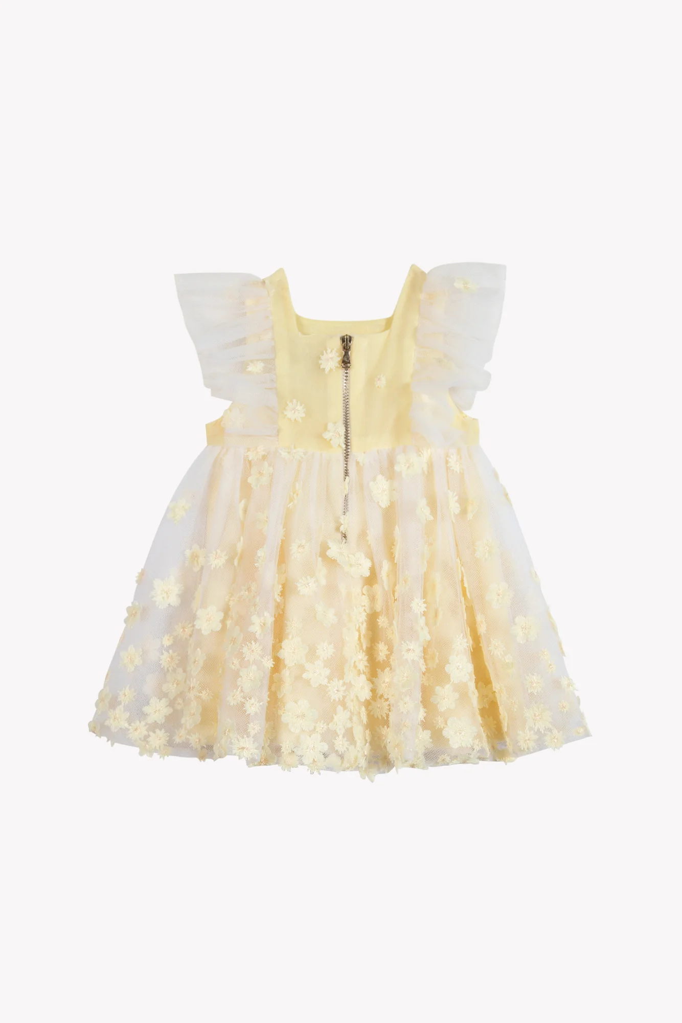 Robe - Jaune tulle fleurs - Image 5
