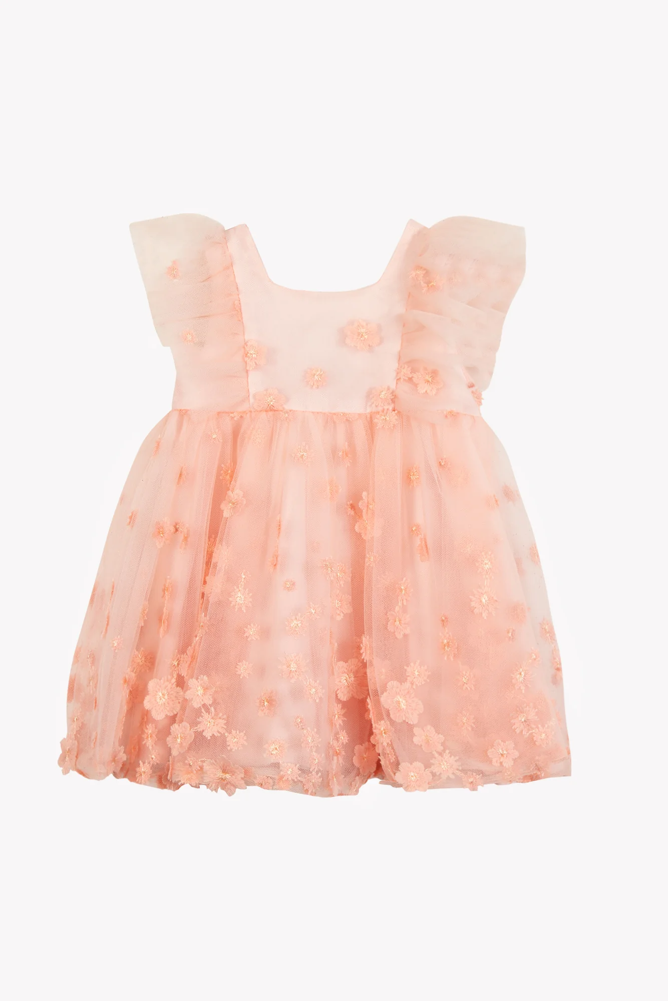 Robe - Rose tulle motif fleur
