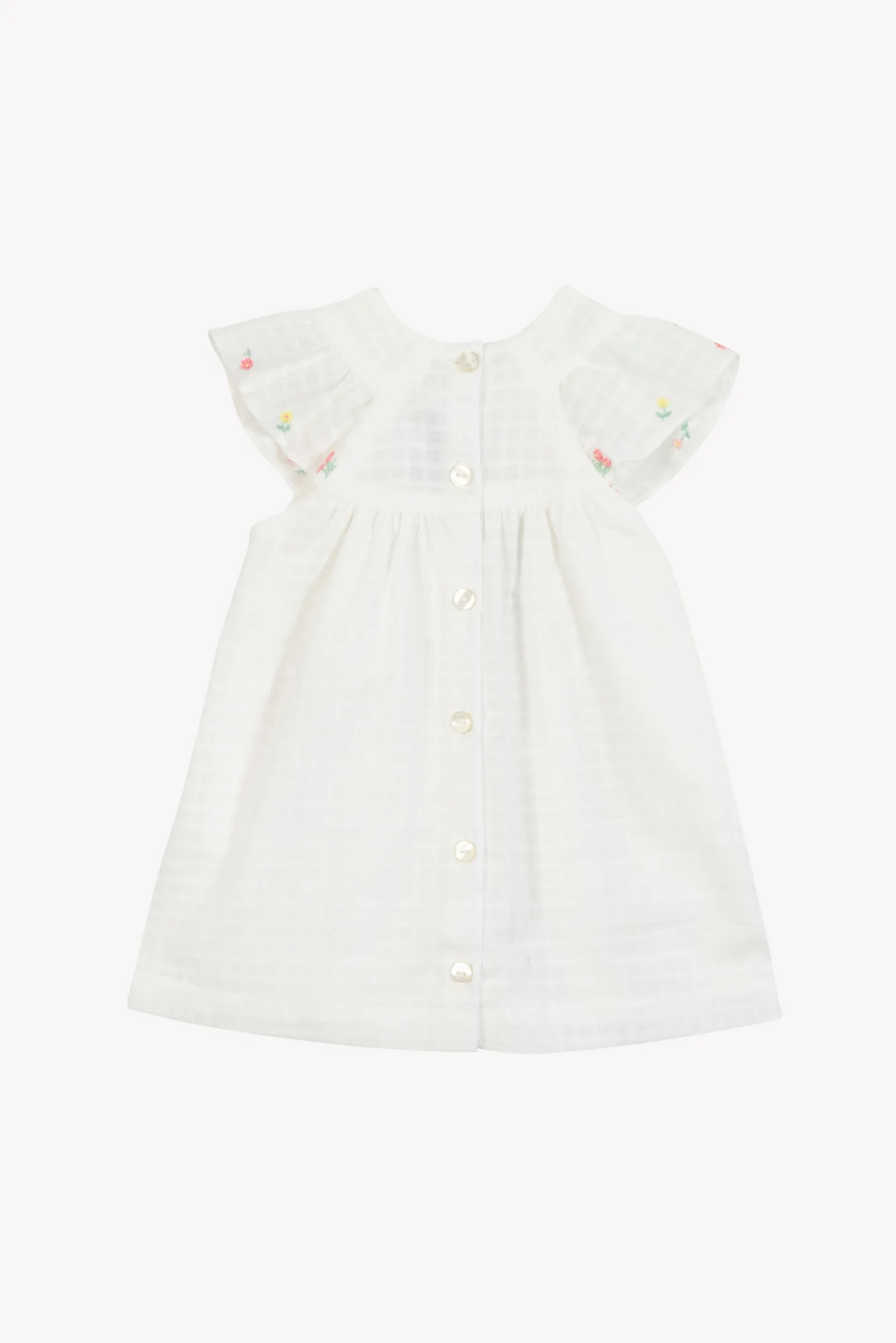 Robe - Blanc coton smocké broderie - Image 6