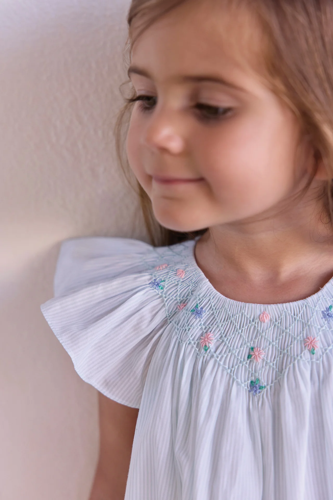 Robe - Bleu coton smocké broderie - Image 3