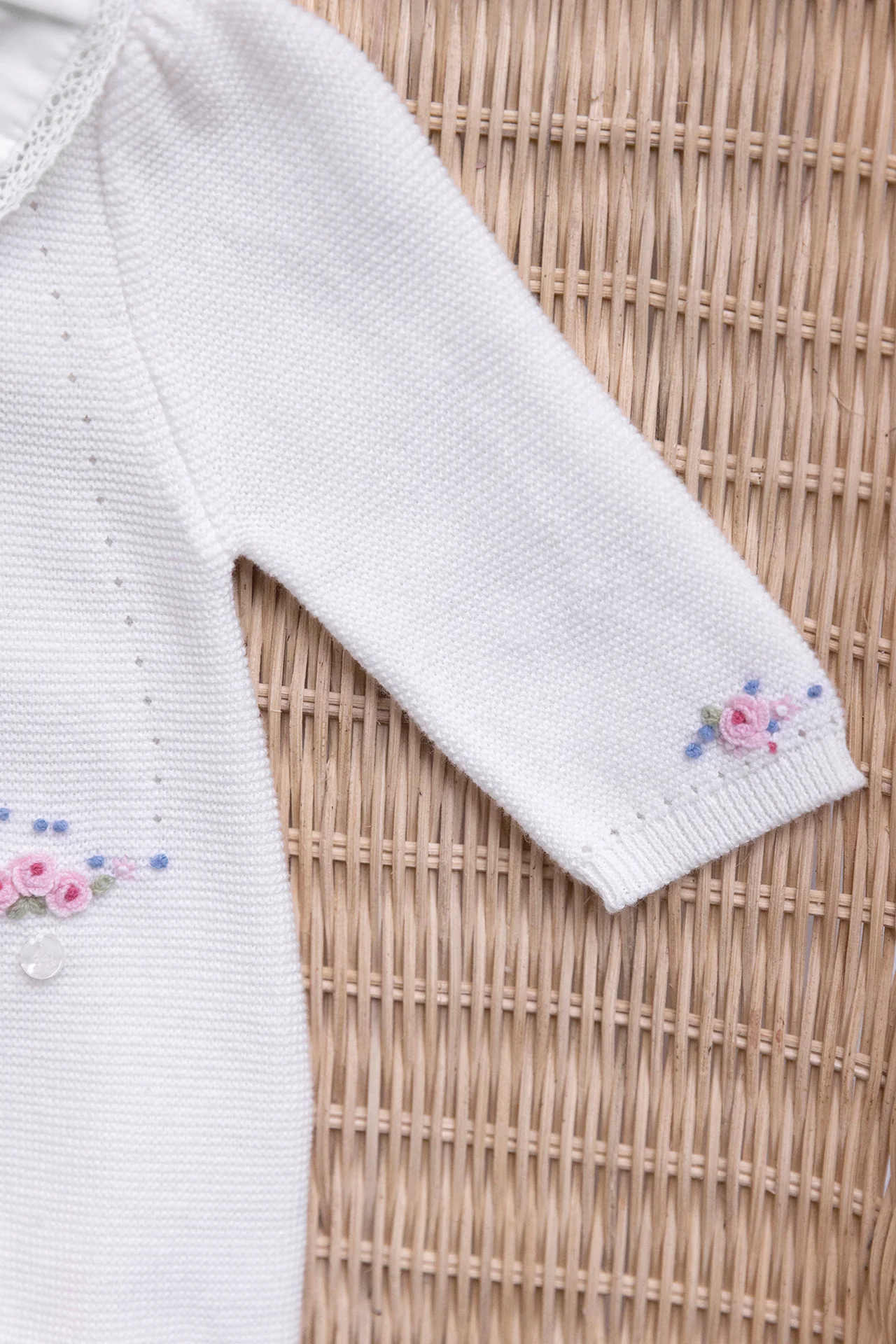 Combinaison longue - Ecru coton fleurs - Image 3