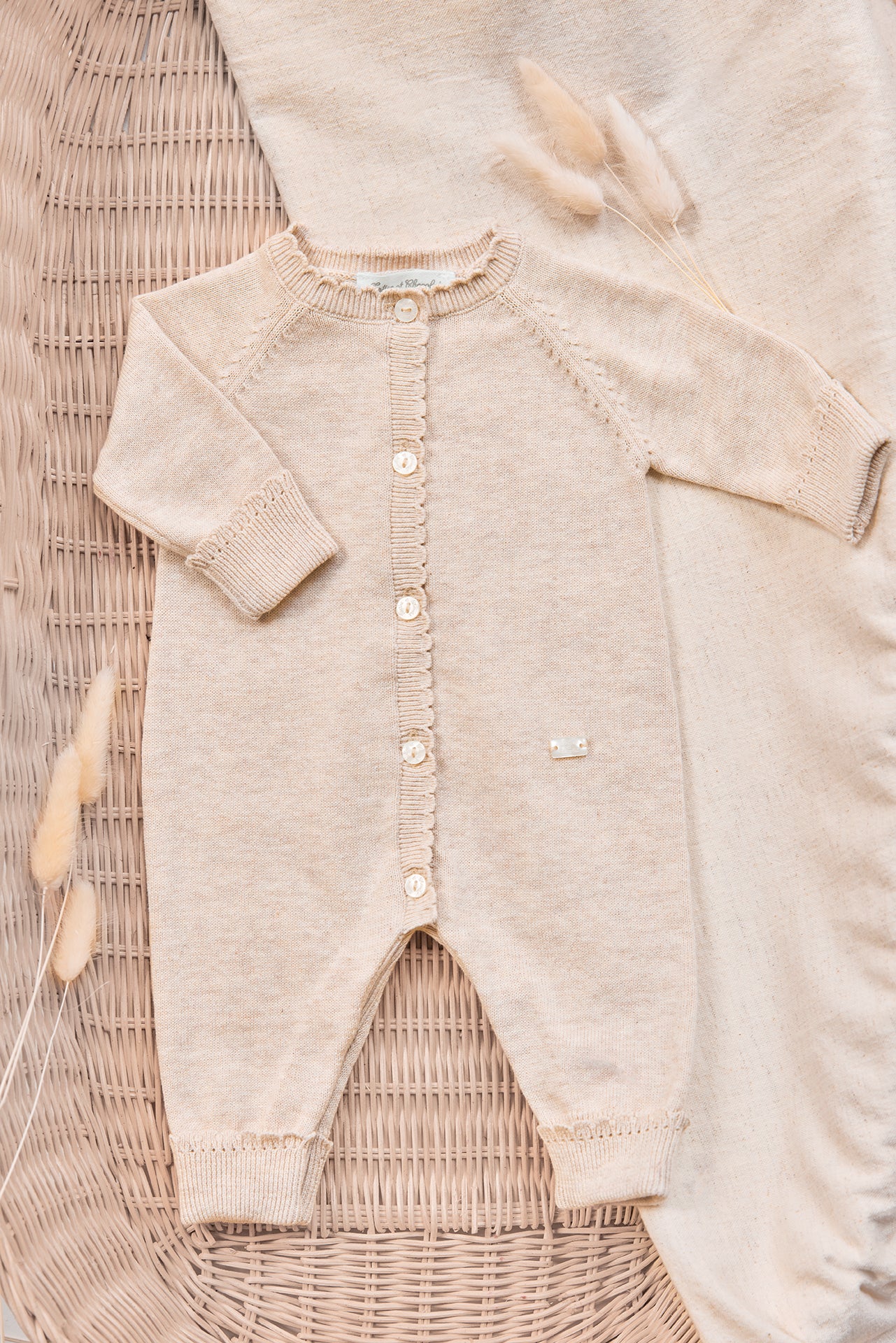Combinaison longue - Beige chiné coton