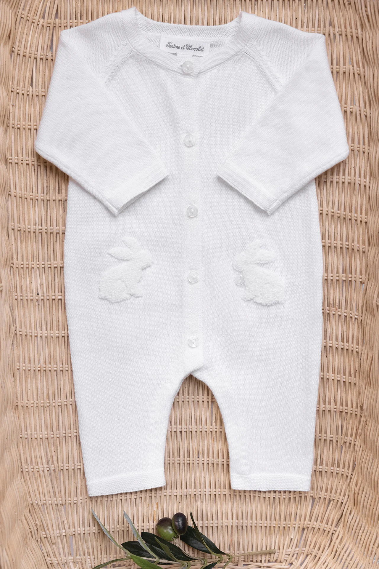 Combinaison longue - Ecru coton lapin