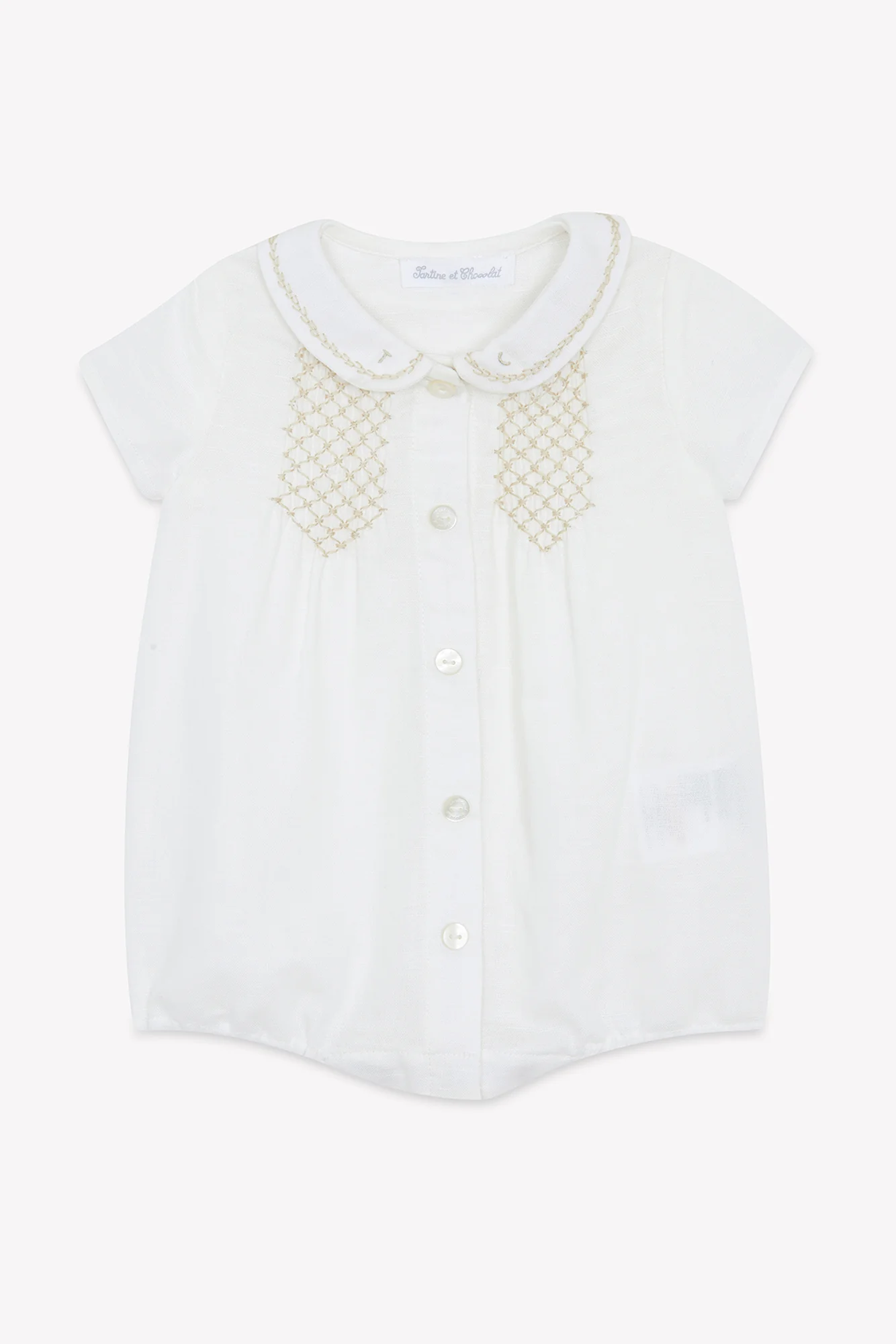Combinaison courte - Ecru lin coton smock - Image 5