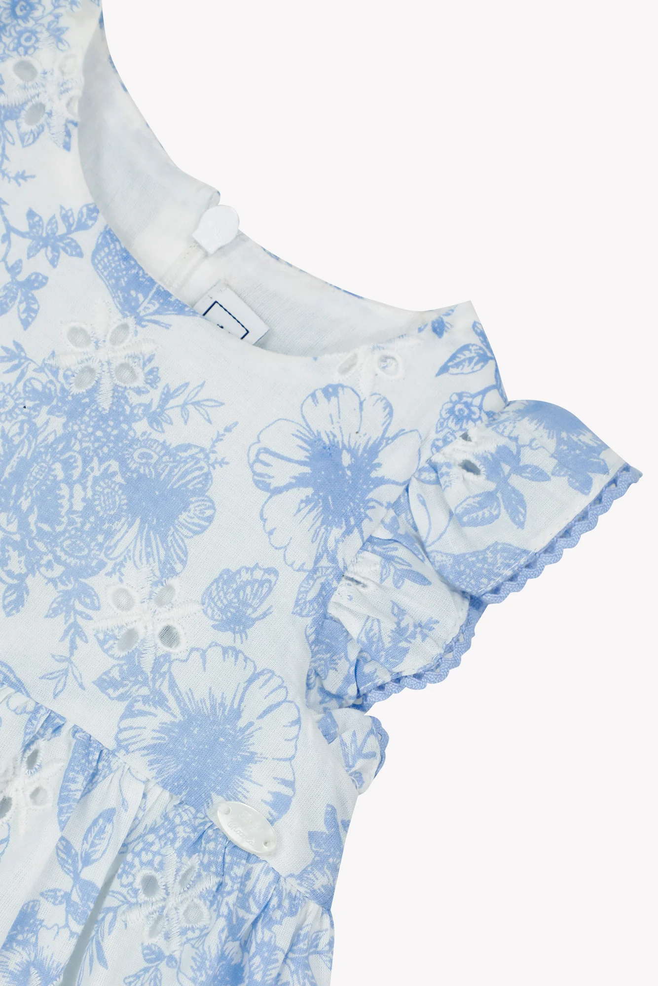 Combinaison courte - Bleu coton imprimé fleuri - Image 6