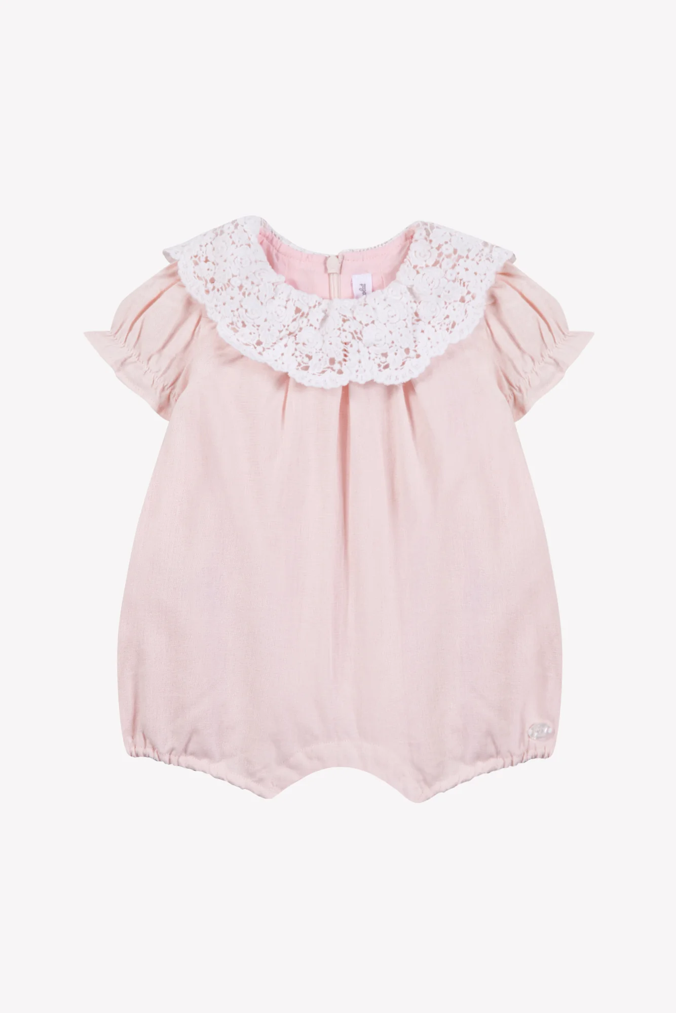 Combinaison courte - Rose coton col dentelle