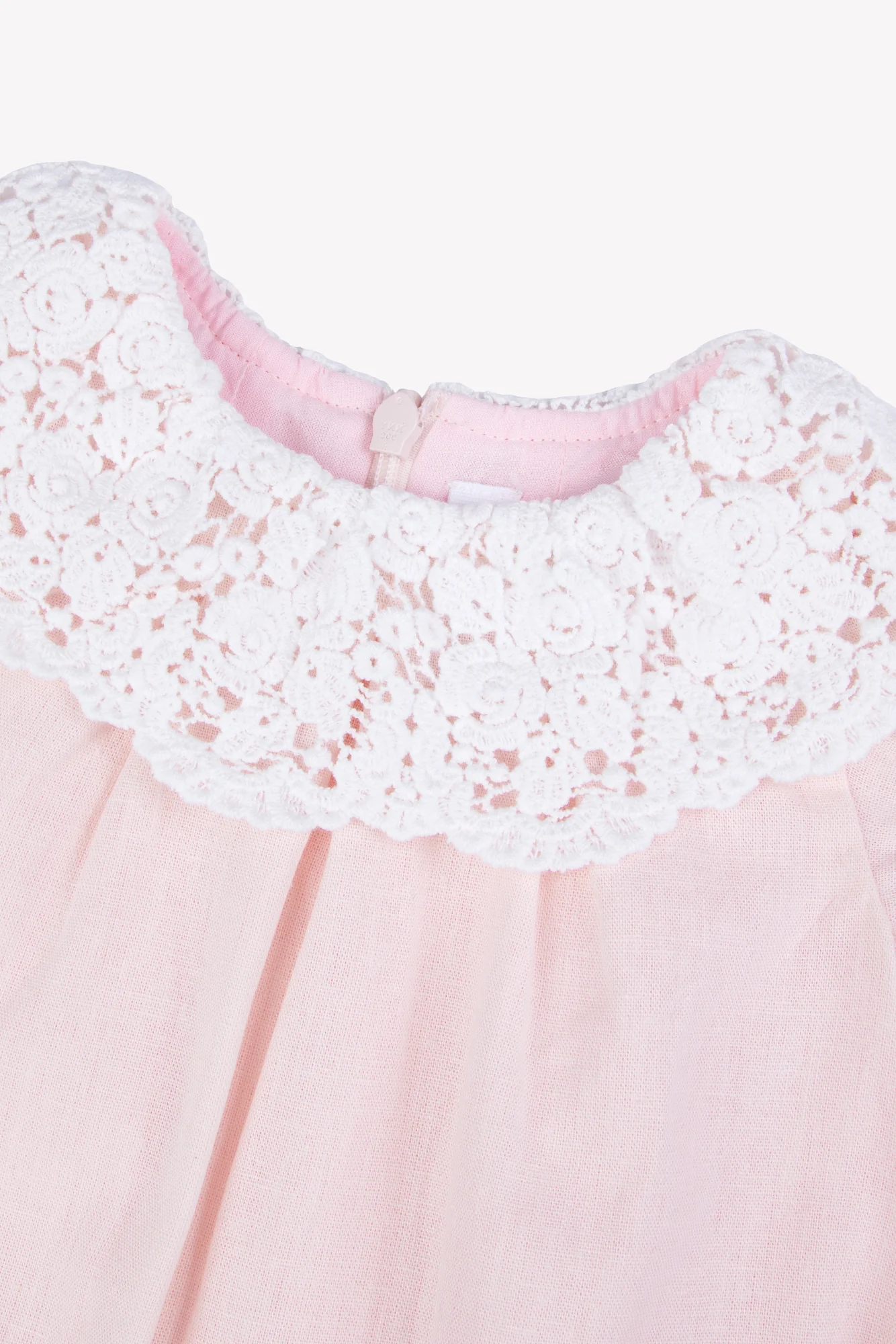 Combinaison courte - Rose coton col dentelle - Image 3
