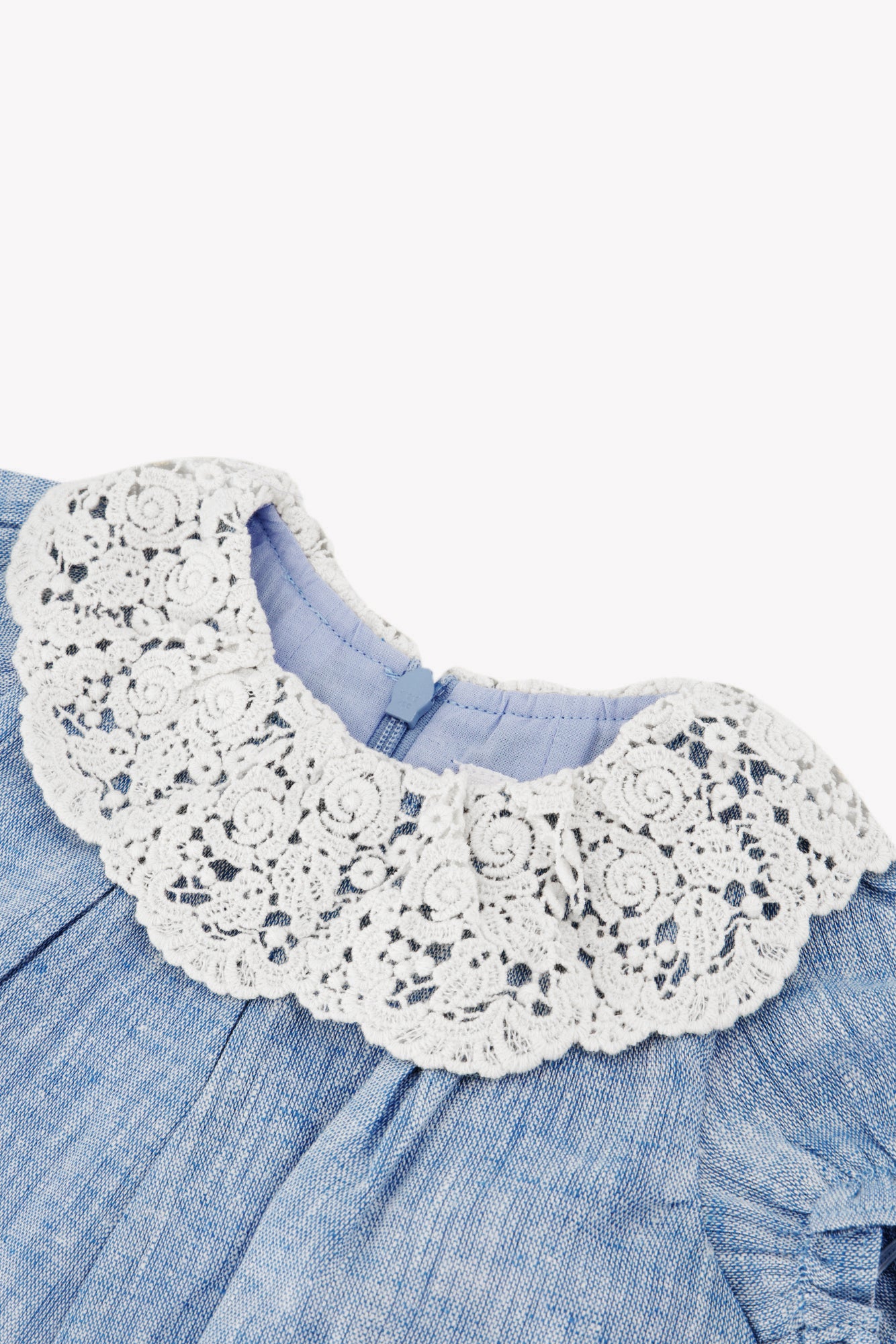 Combinaison courte - Bleu coton col dentelle - Image 3