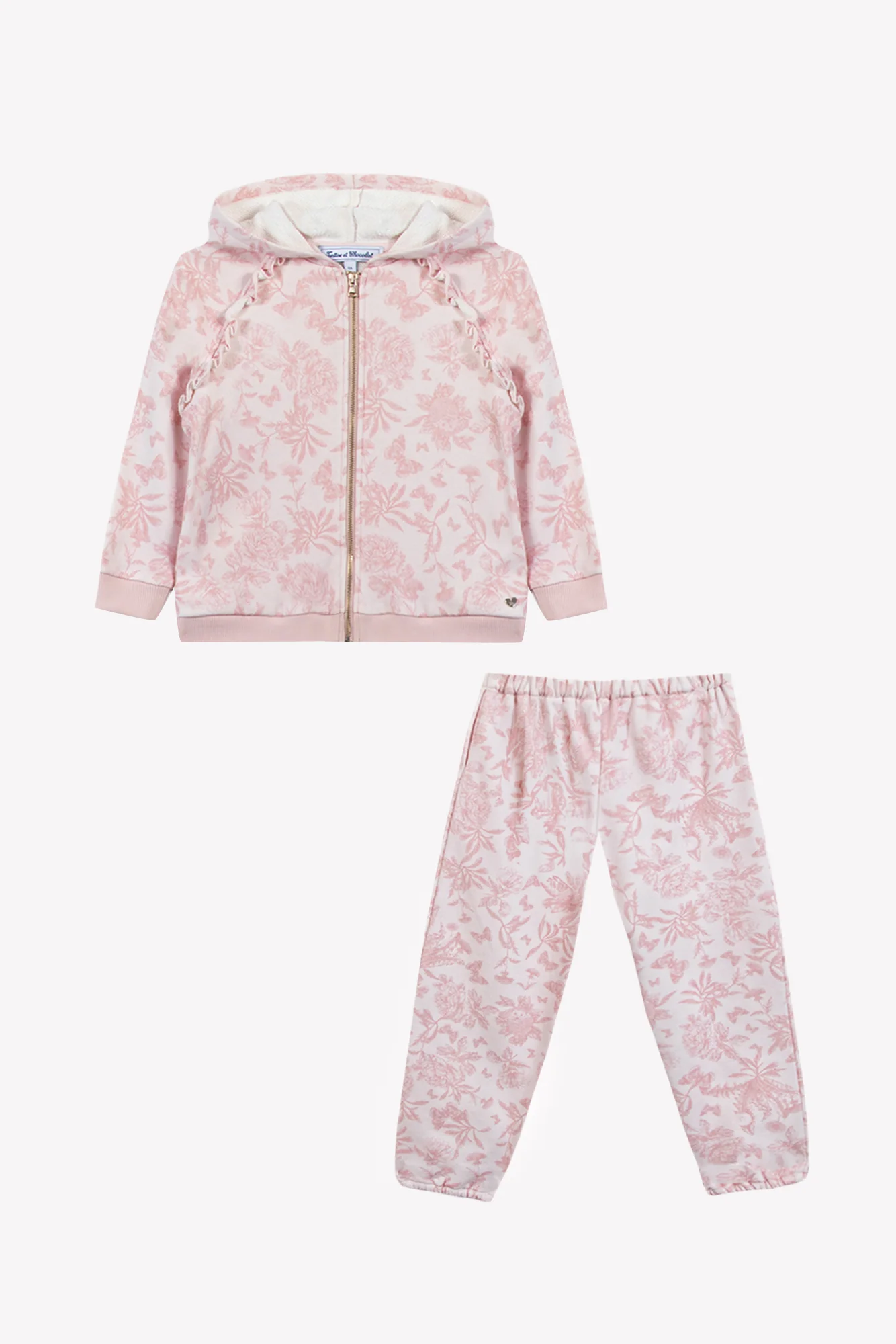 Ensemble Jogging - Rose coton imprimé inspiration Toile de jouy - Image 7