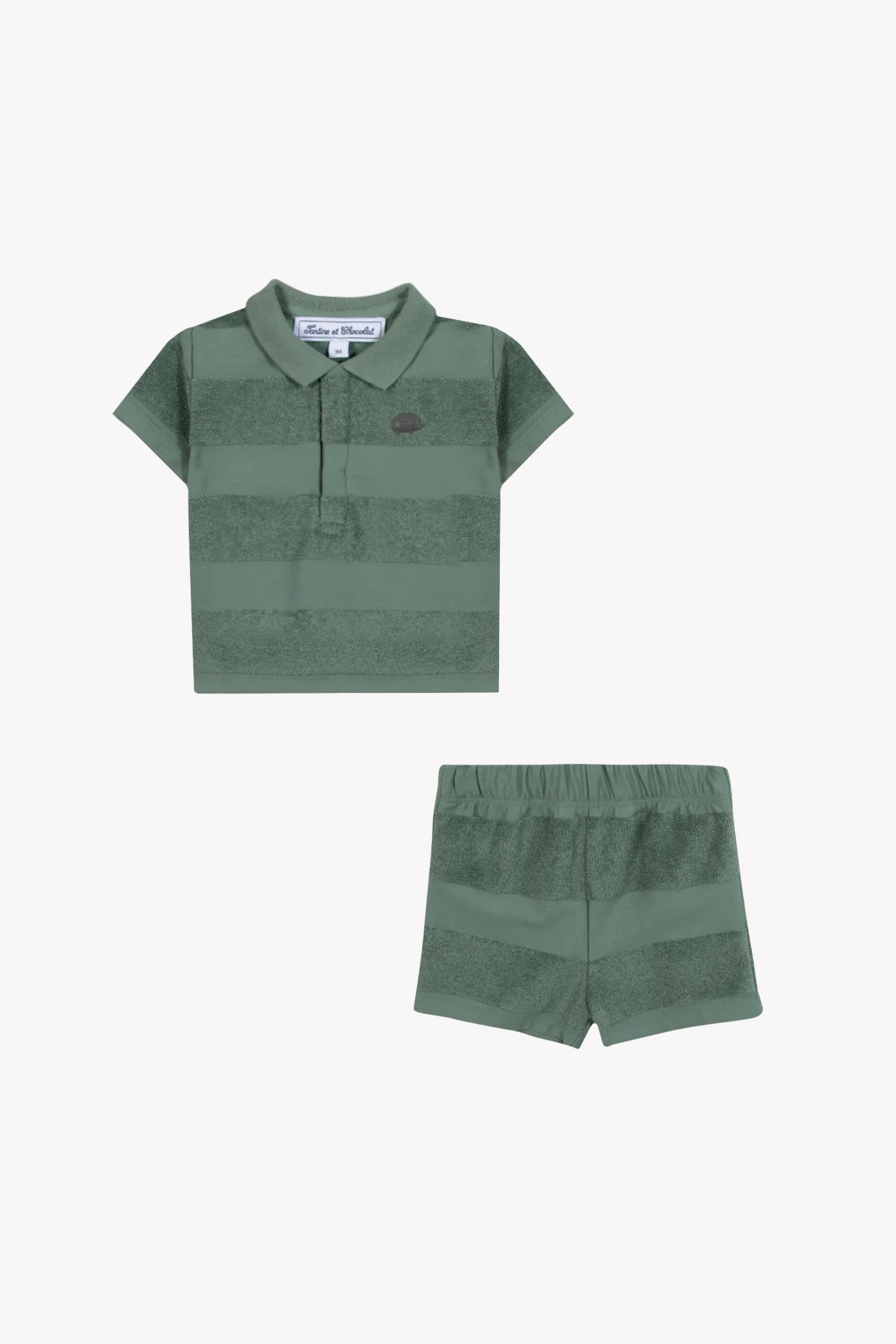 Ensemble court - Kaki coton rayures - Image 5