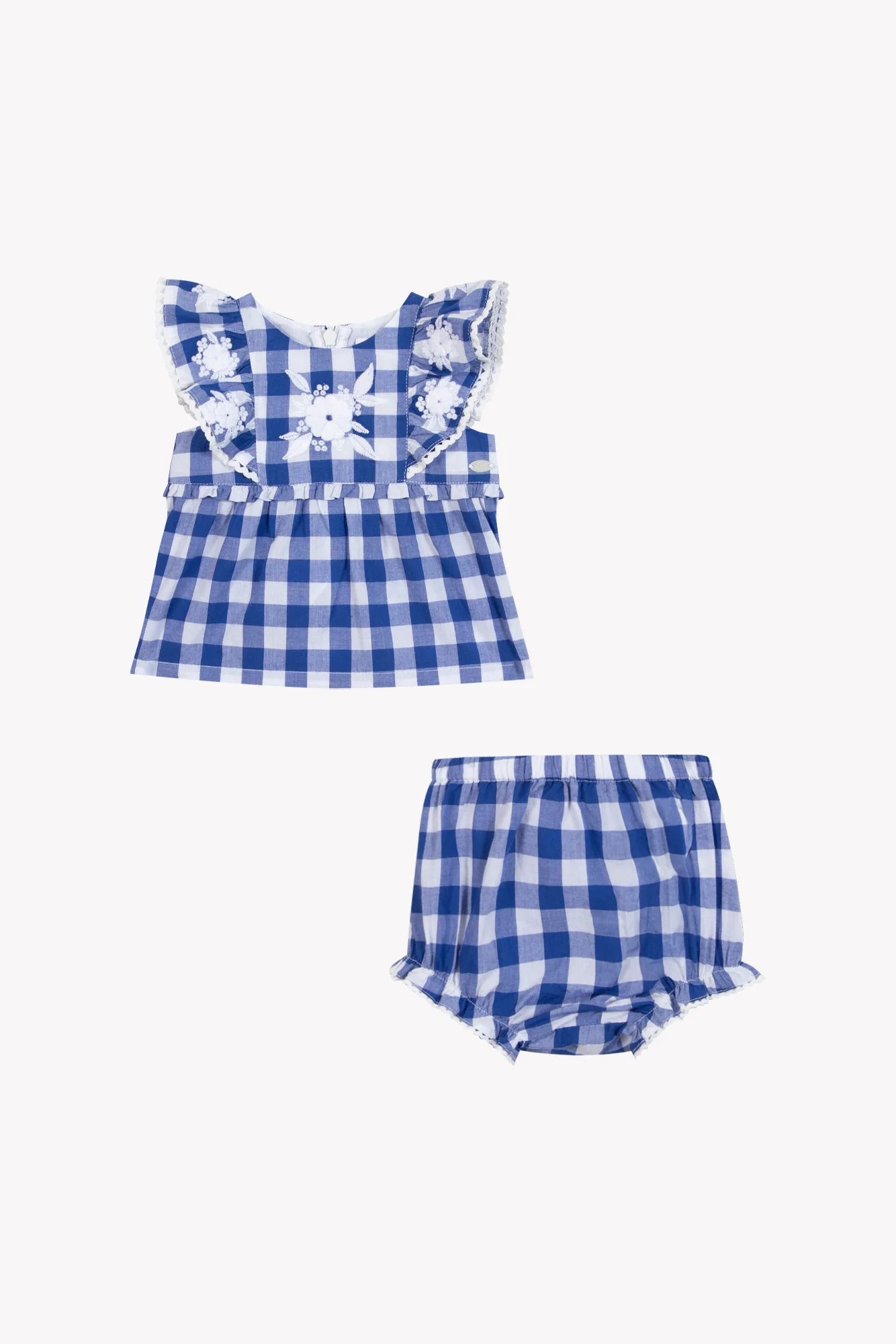 Ensemble court - Bleu électrique coton motif vichy - Image 8