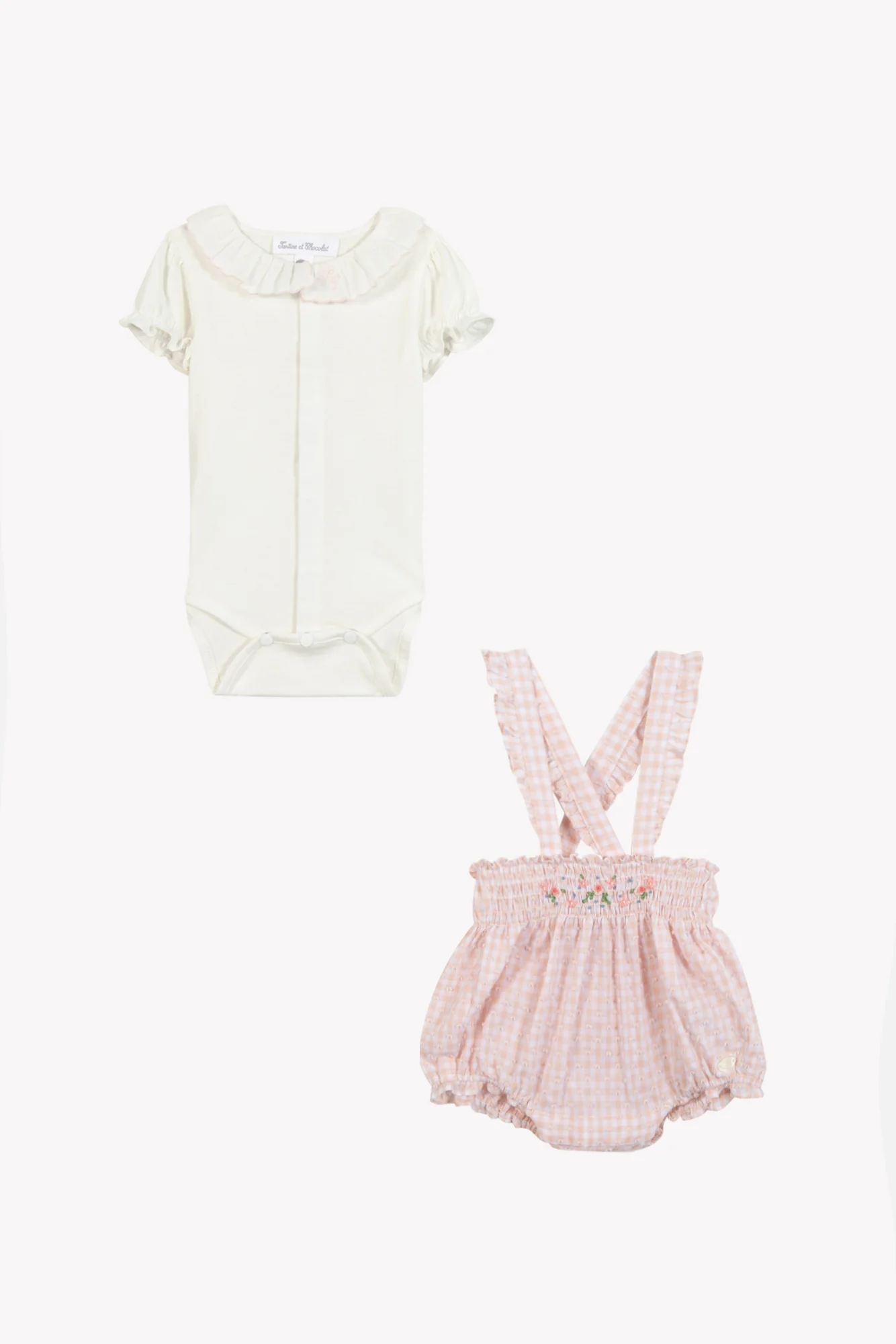 Ensemble court - Rose coton motif vichy - Image 2