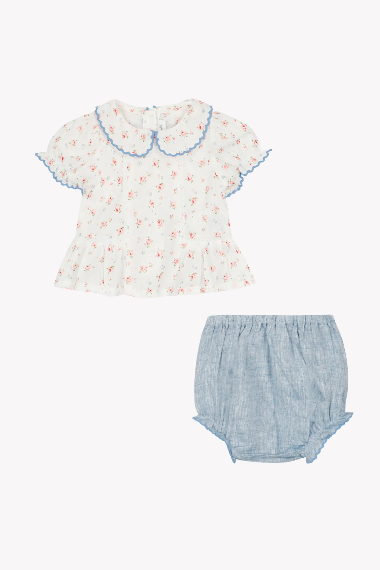 Ensemble court - Ecru coton fleurs - Image 2