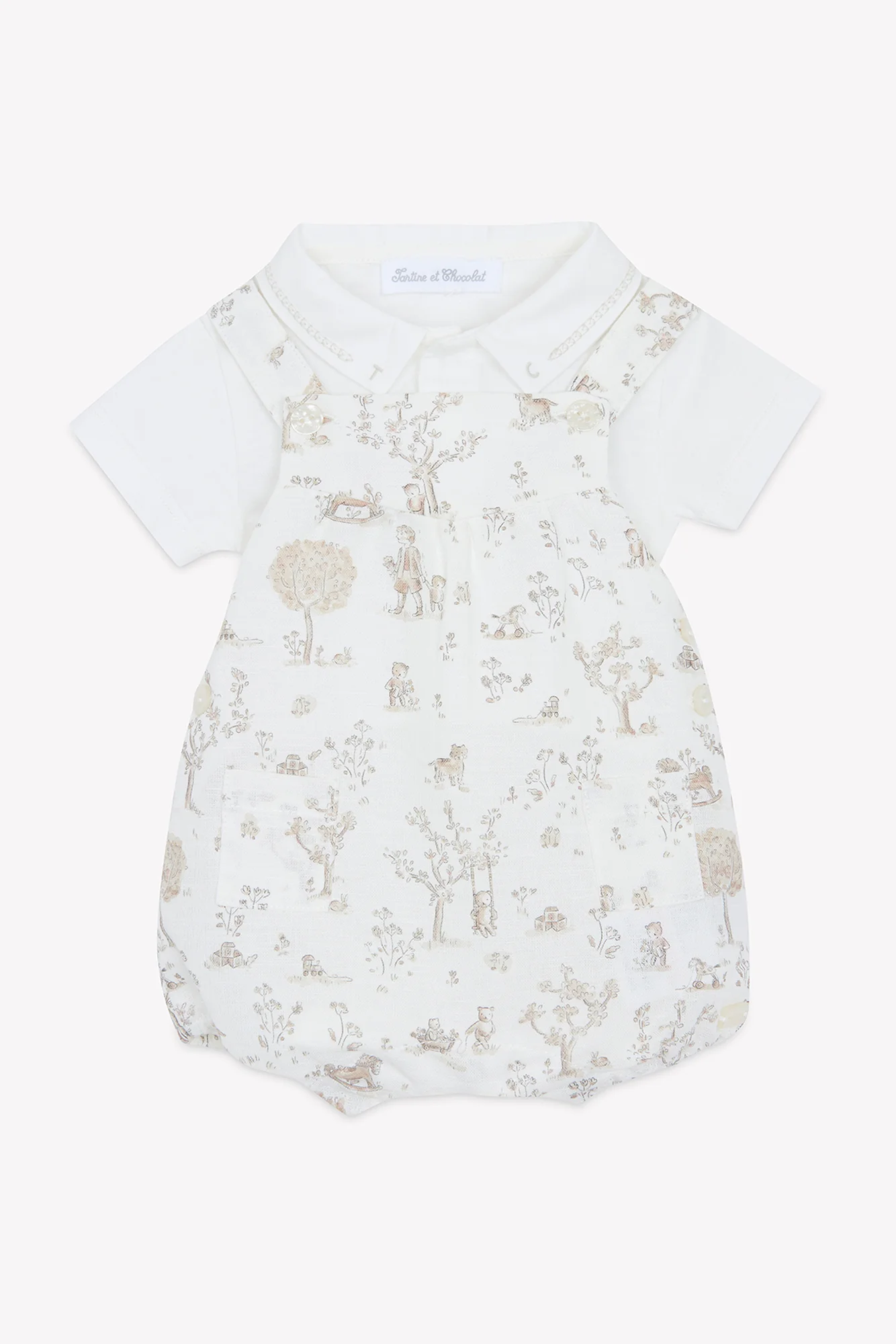 Ensemble court - Ecru coton imprimé jardin fantastique - Image 2