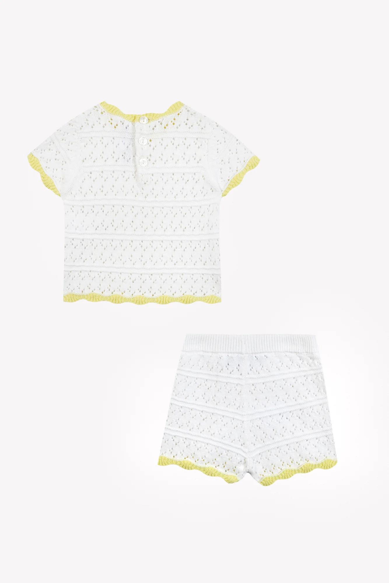 Ensemble court - Ecru coton tricot ajouré - Image 7