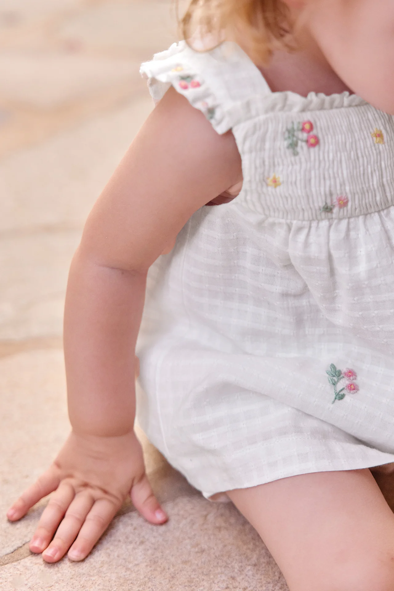 Ensemble court - Blanc coton smocké - Image 2