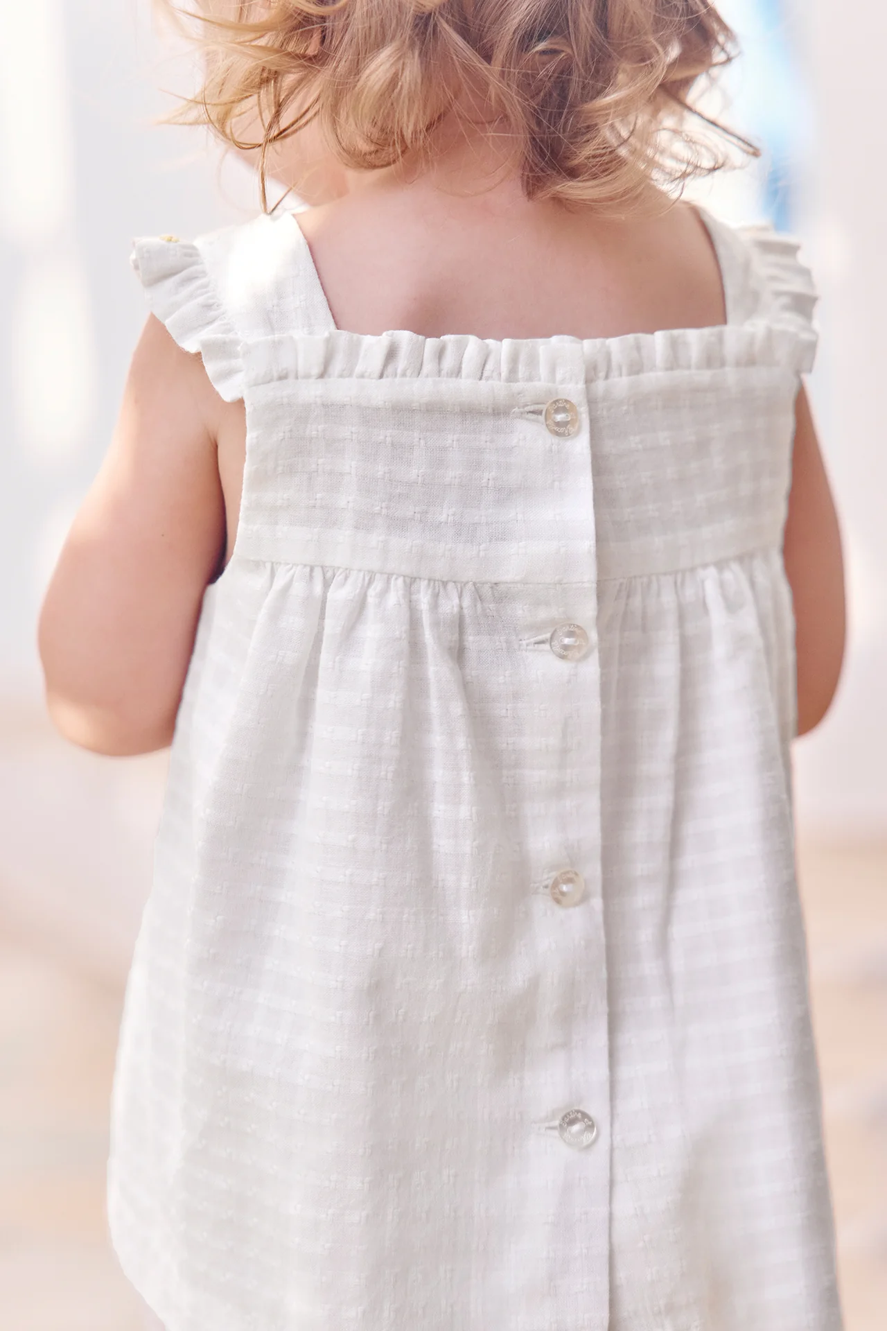 Ensemble court - Blanc coton smocké - Image 3
