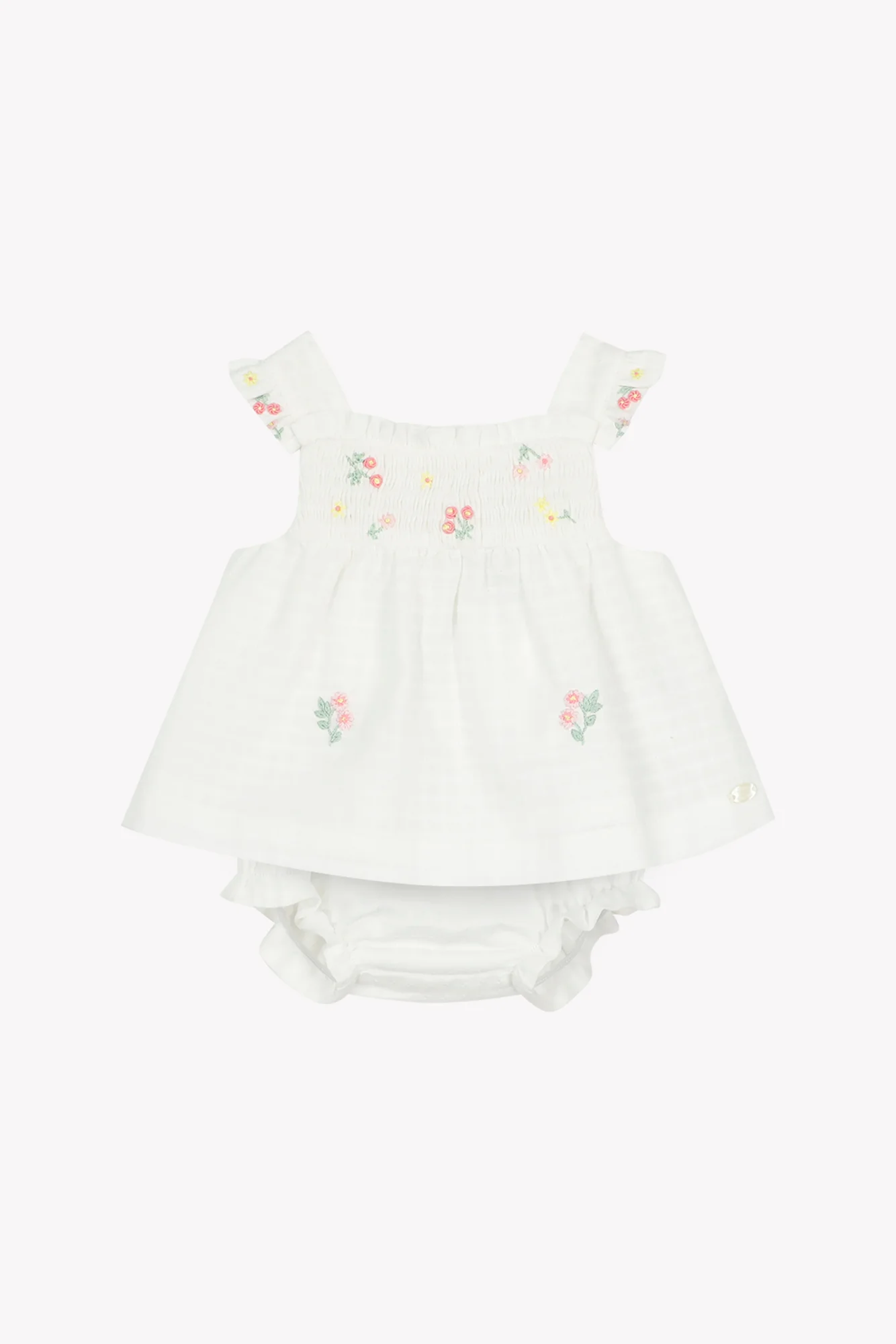 Ensemble court - Blanc coton smocké - Image 5