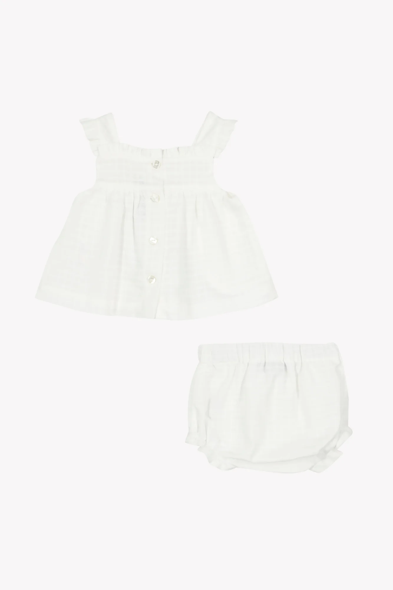 Ensemble court - Blanc coton smocké - Image 7