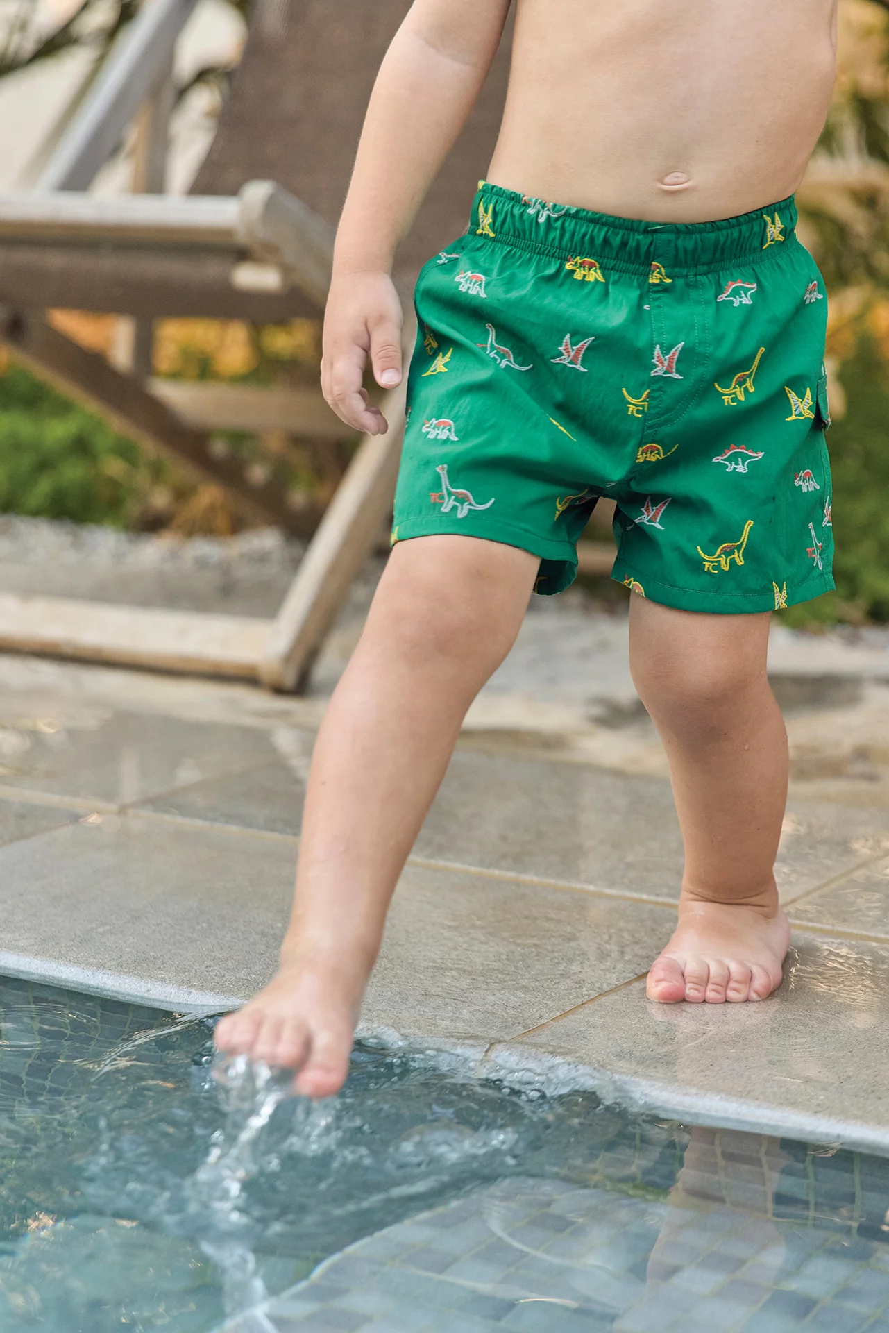 Short de bain - Vert imprimé dinosaures