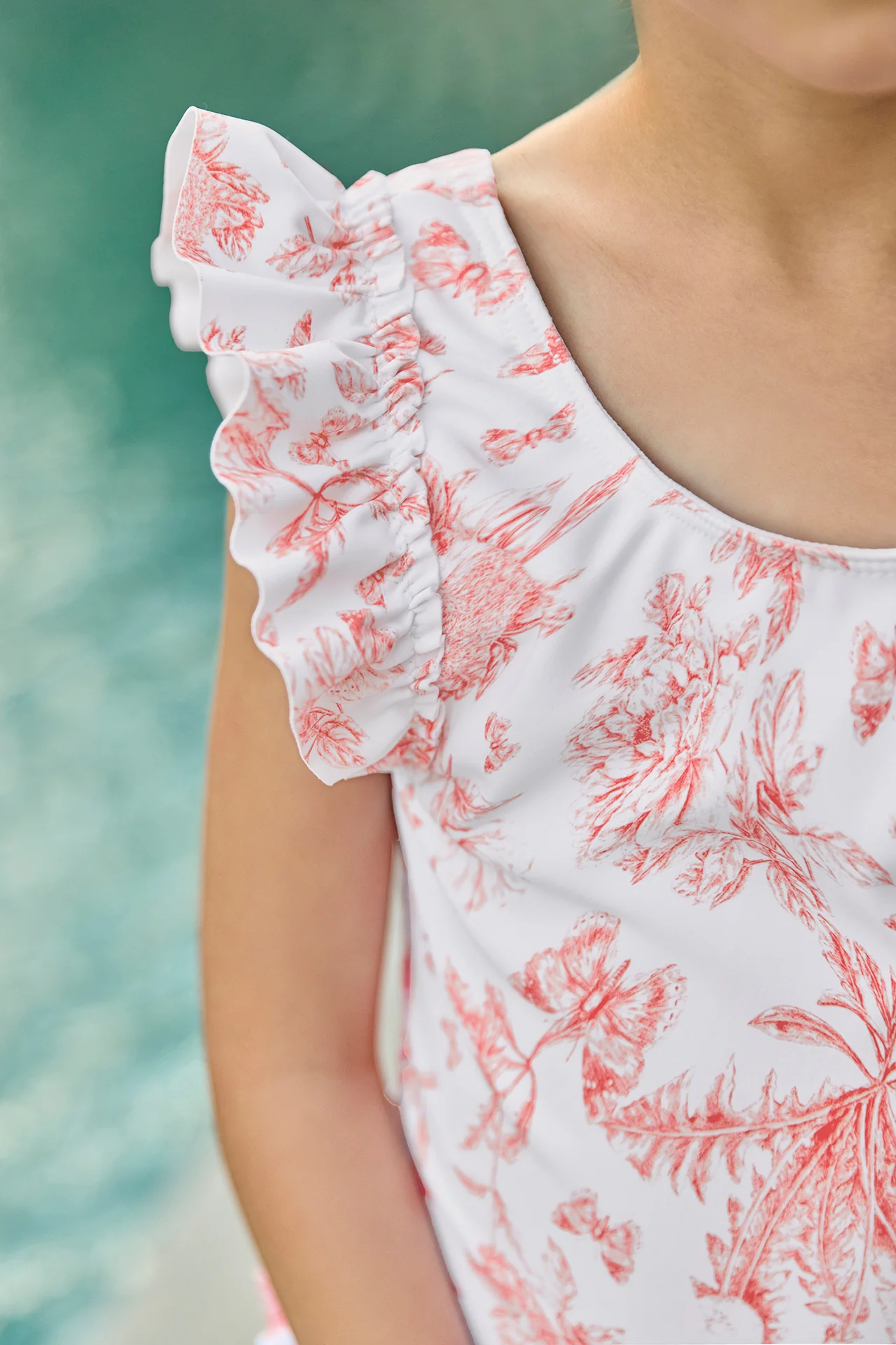 Maillot de bain - Rose imprimé inspiration Toile de Jouy - Image 3