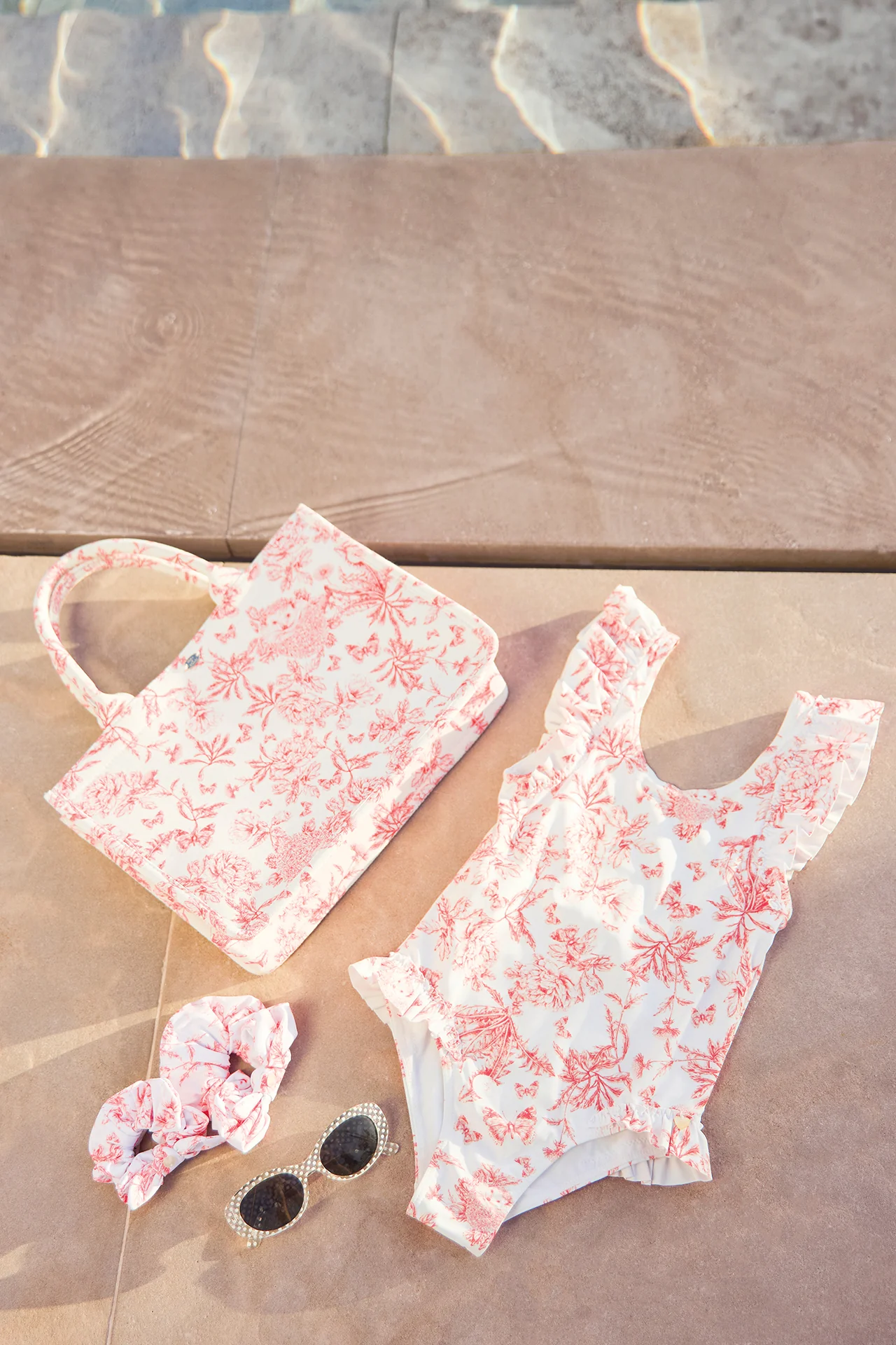 Maillot de bain - Rose imprimé inspiration Toile de Jouy - Image 5