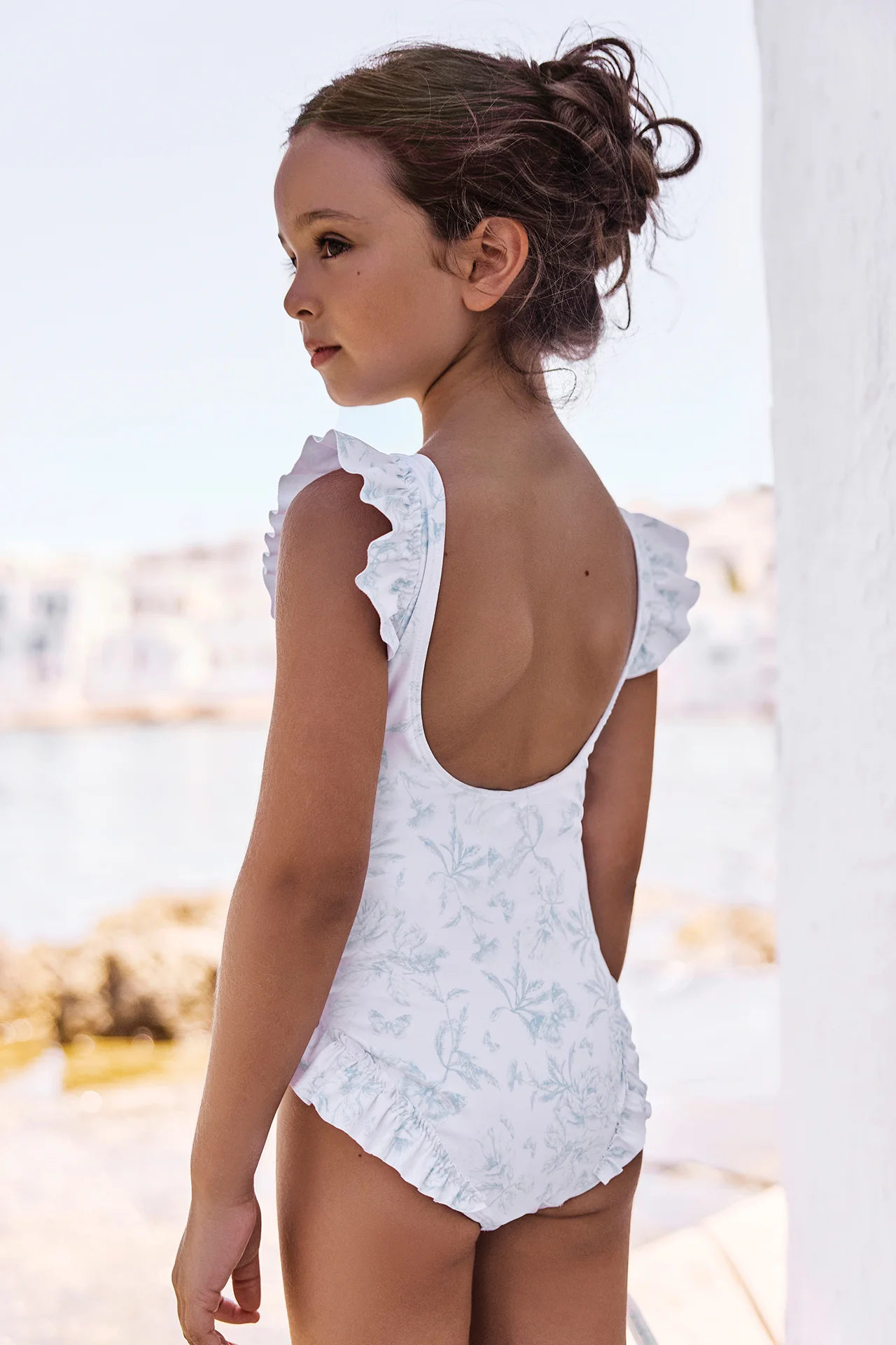 Maillot de bain - Vert imprimé inspiration Toile de Jouy - Image 3