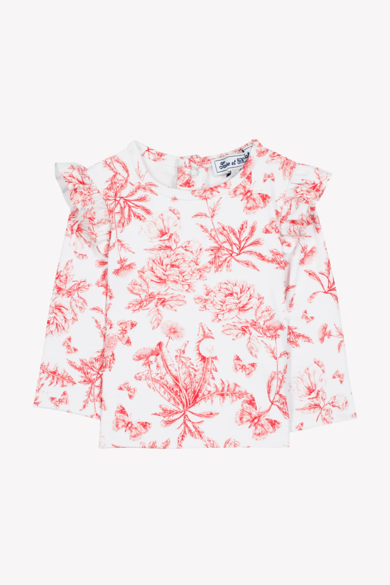 T-shirt de bain - Rose imprimé inspiration Toile de Jouy