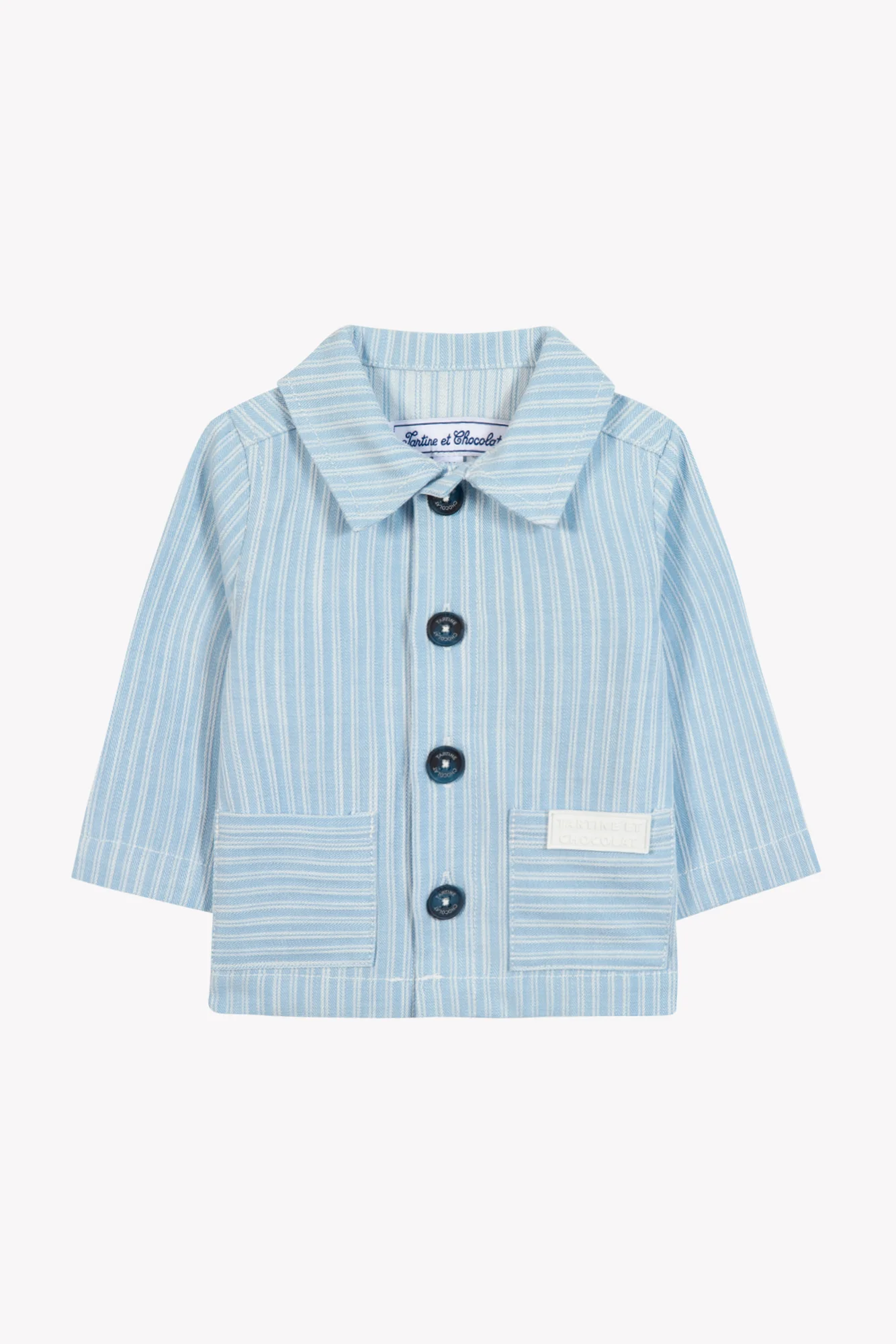 Veste - Bleu nuage coton rayures - Image 4